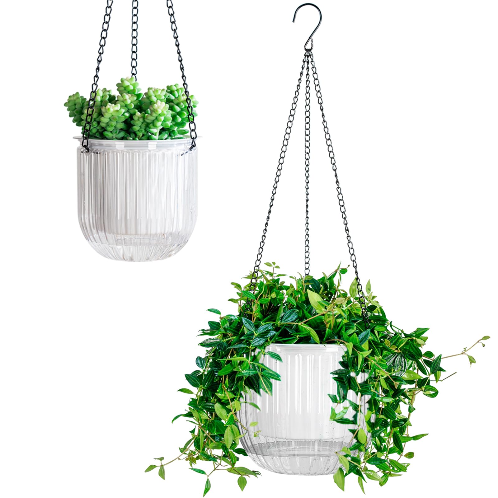 Calvalor 13.5/21cm 2er Set hängepflanzen Topf Hängeblumentöpfe aussen Hängeampel außen blumenampel hängend innen hängetopf für Pflanzen Hängetöpfe hängender blumentopf