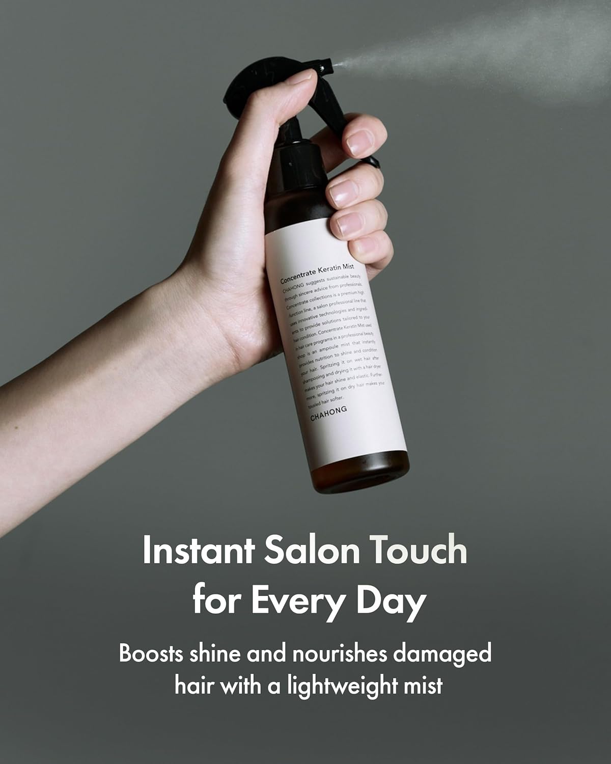 CHAHONG Keratin Hair Repair Mist for Dry Damaged Hair, Professional Salon Keratin Leave-in Spray, Lightweight, Non-Greasy, Adds Shine & Elasticity, Heat & Humidity Defense, Easy to Wash 150ml / 5 oz