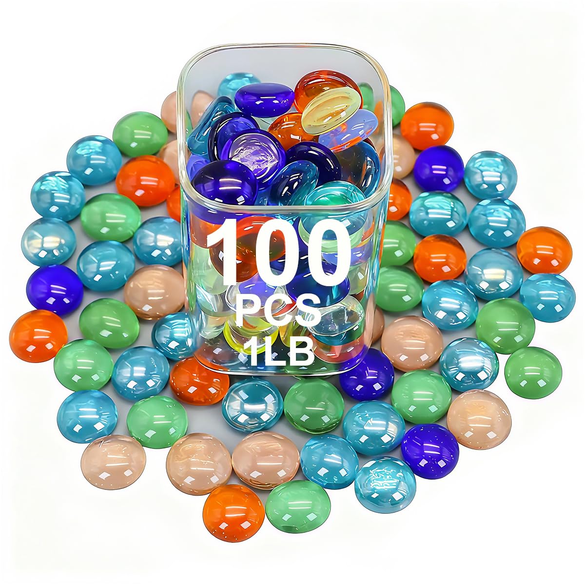 Decorative Glass Pebbles Flat Bottom Beads for Vase, Aquarium &amp; Fish Tank