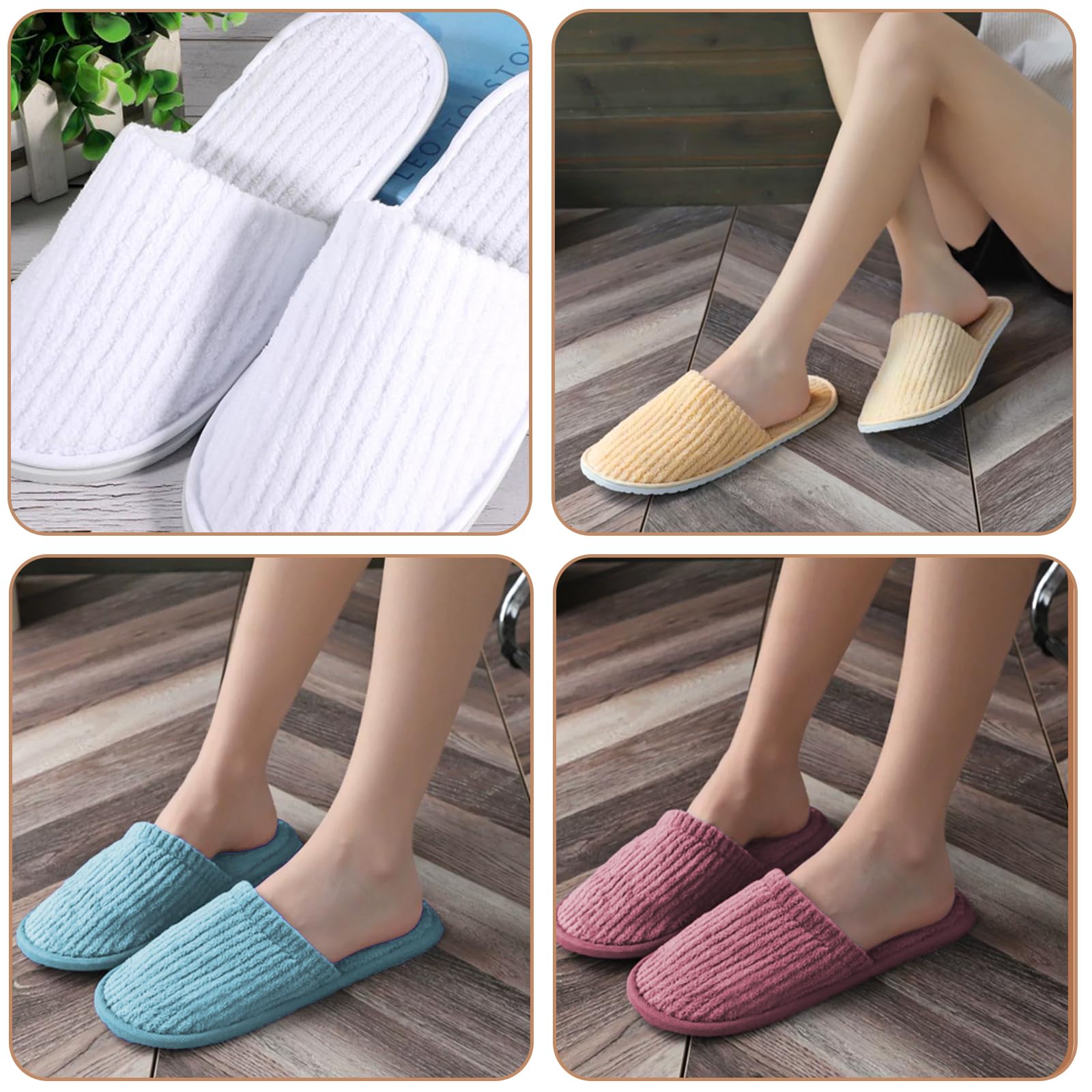 GOMETY Pantofole Ospiti 12 Paia Set Lavabili Antiscivolo Spugna Tessuto Non Tessuto