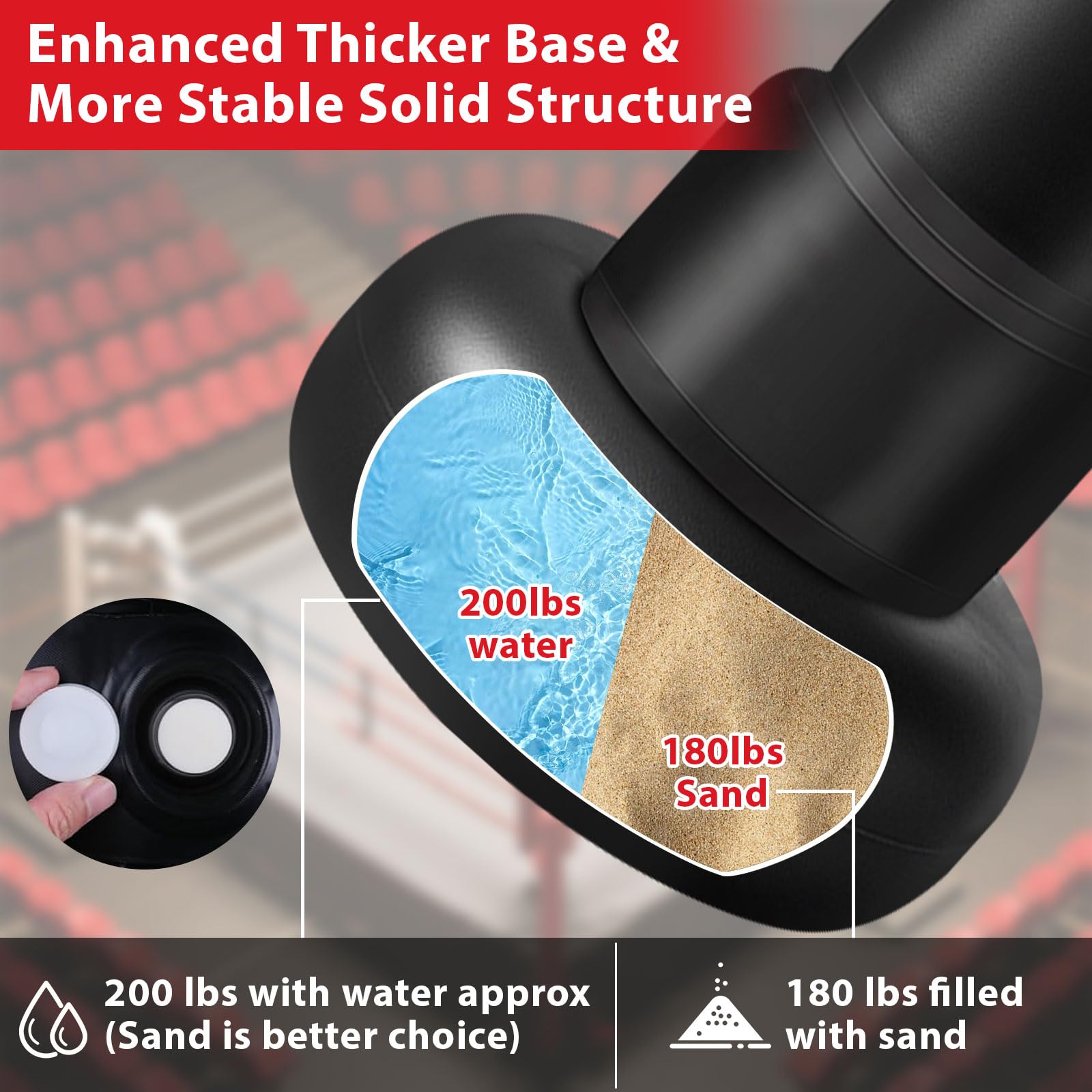 Qoosea Sacco da Boxe per Adulti, 180 cm Stabile Pungiball Adulti Gonfiabile con Guantoni da Boxe, Sacchi da Boxe Gonfiabile per Pratica di Taekwondo Muay Thai Karate MMA Fitness