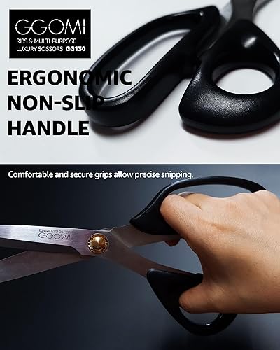 Miniatura 4 de Tijeras de cocina multiusos resistentes para barbacoa coreana, corte de carne Galbi, hoja 3T, tijeras Kalbi grandes de 10.23 pulgadas, paquete de 2