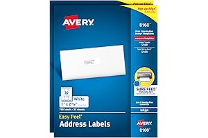 Avery Removable Labels with Sure Feed, 1" x 2-5/8", 5161