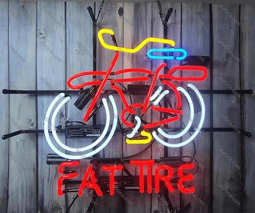 Fat Tire - Letreros de neón rojos para bicicleta, luces de neón para dormitorio, pared, taller, decoración de taller, letrero de neón vintage,