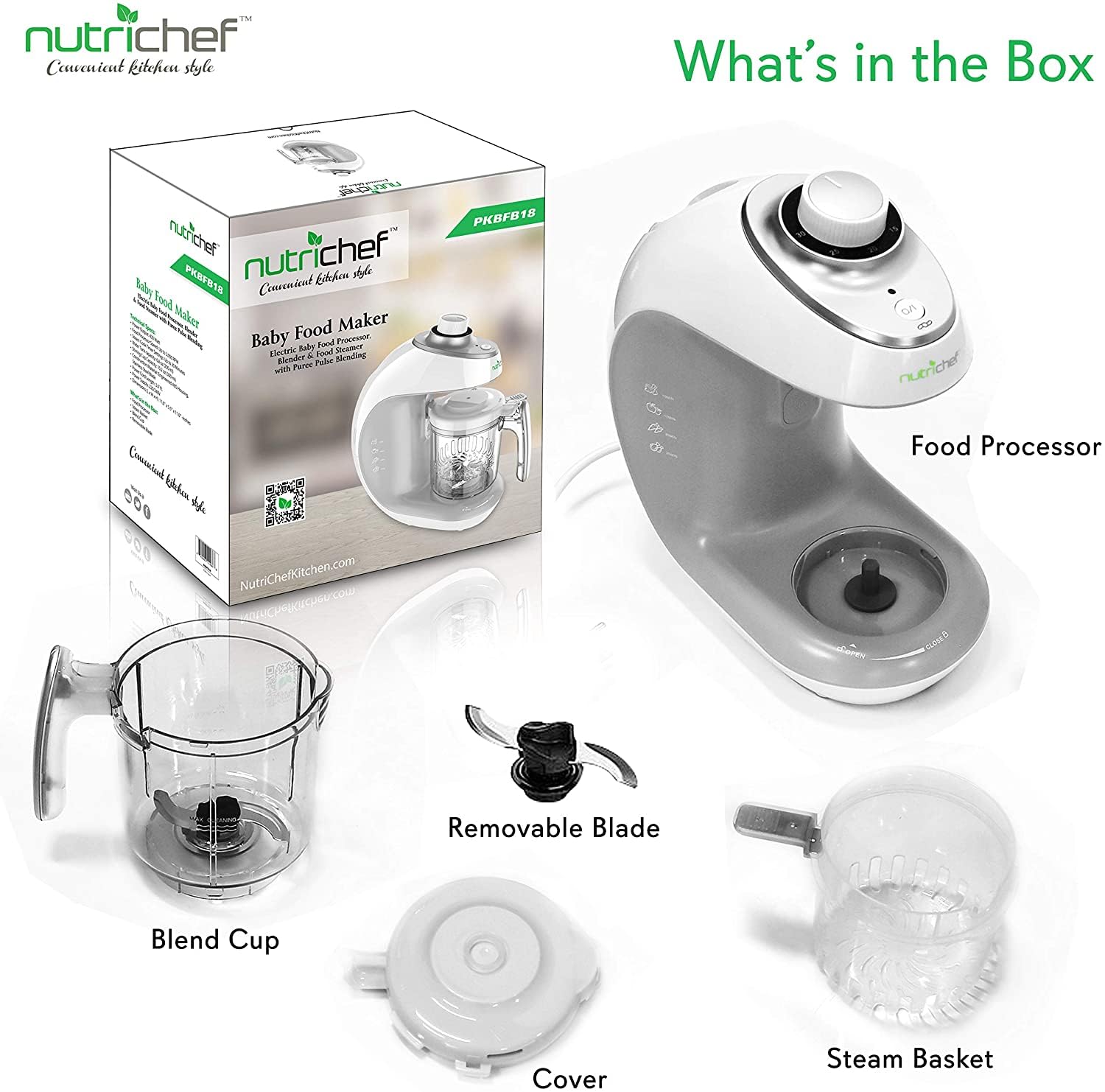 NutriChef PKBFB18 - Máquina para hacer alimentos para bebés recién nacidos, bebés, niños pequeños