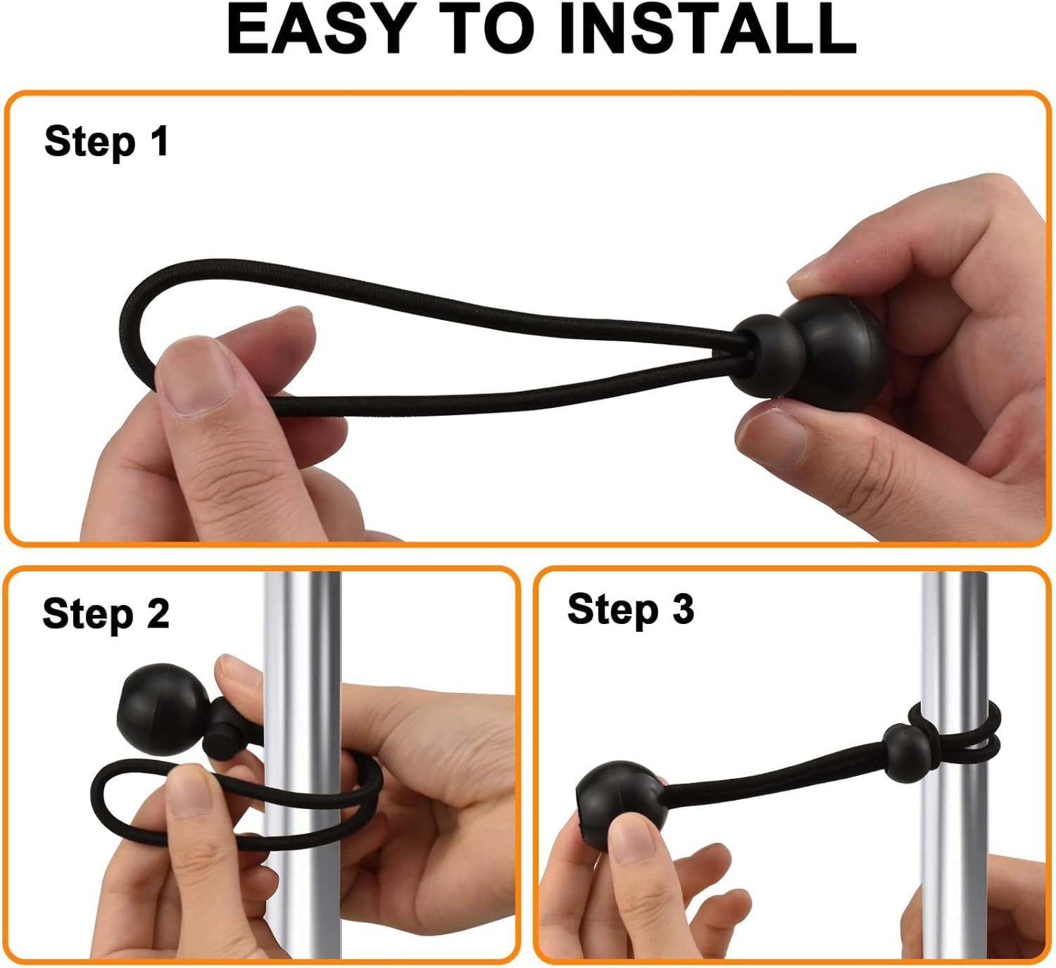 Universal Bungee Tie Downs, MARRTEUM Ball Bungee Cords Multipurpose Elastic String for Tents, Canopies, Tarp (12 Piece, Black)