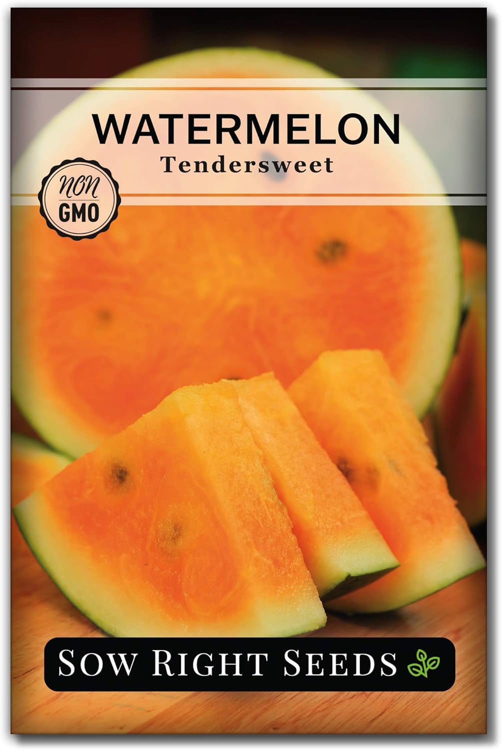 Sow Right Seeds Tendersweet Watermelon Seeds - Non-GMO Heirloom Orange Flesh Melon - Giant 35-lb Sweet Home Garden Variety