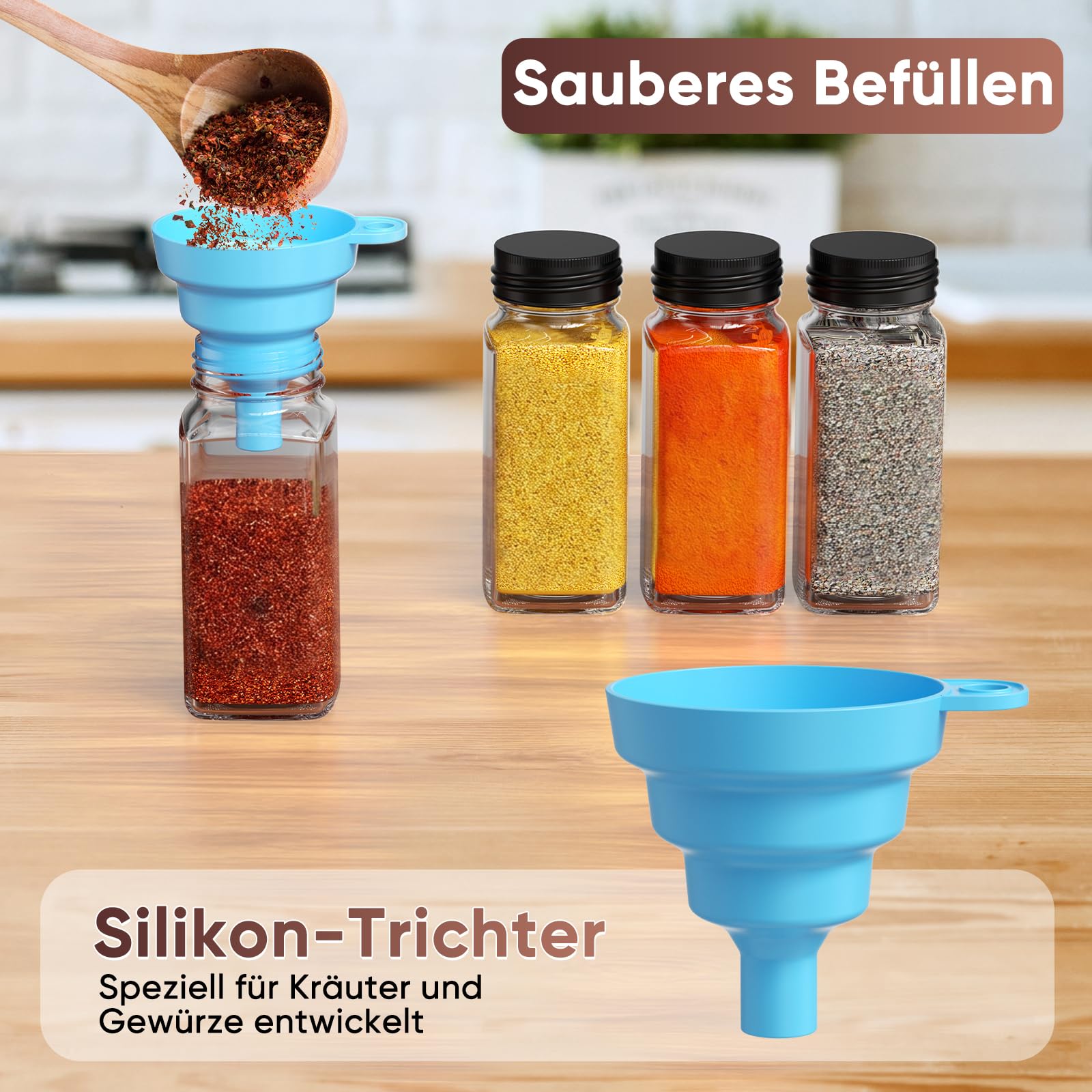 Set portaspezie con barattoli, 4 ripiani, 28 pezzi, in metallo nero, organizer da cucina con 420 etichette per spezie, imbuto e spazzola, sistema salvaspazio per spezie ed erbe