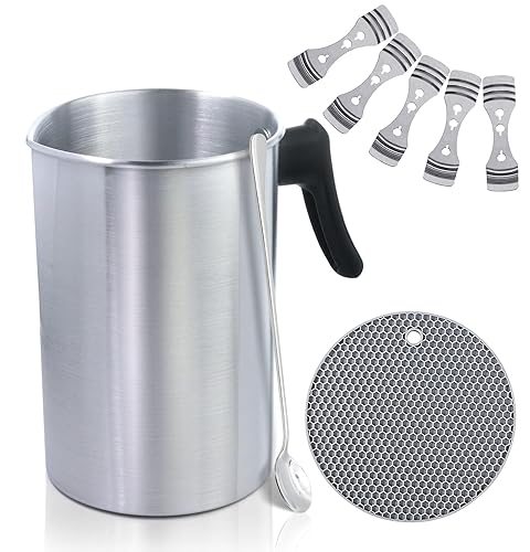 JULWHISPER Candle Making Wax Melted Pot, Pouring Pot, Double Boiler Pot for Soy Candle Making, Heat-Resisting Handle - Capacity: 3L - 3L