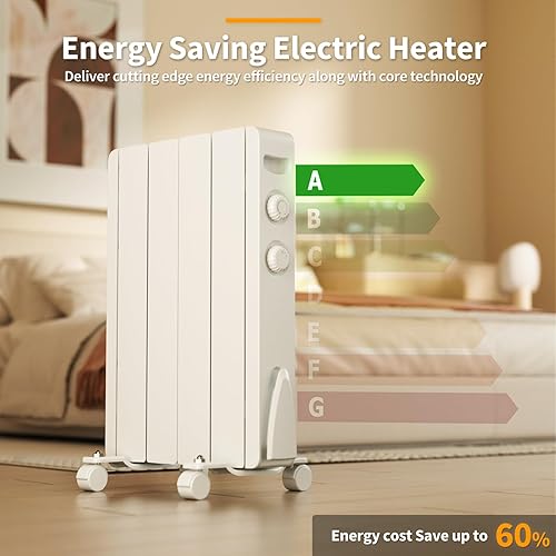 Miniatura 6 de Calentador de pared de panel eléctrico de 800 W, calentador de espacio de convección inteligente enchufable para uso en interiores, diseño