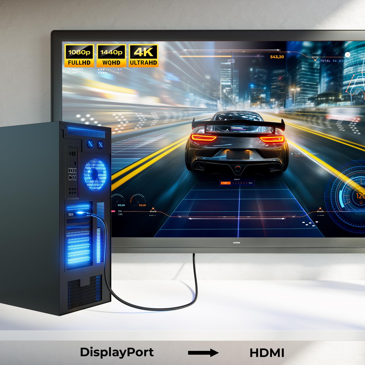 Cavo DisplayPort A HDMI 4K DeleyCON - 1m, 4K@60Hz, Connettore In Alluminio, Per PC, Monitor, Proiettori - Foto 12