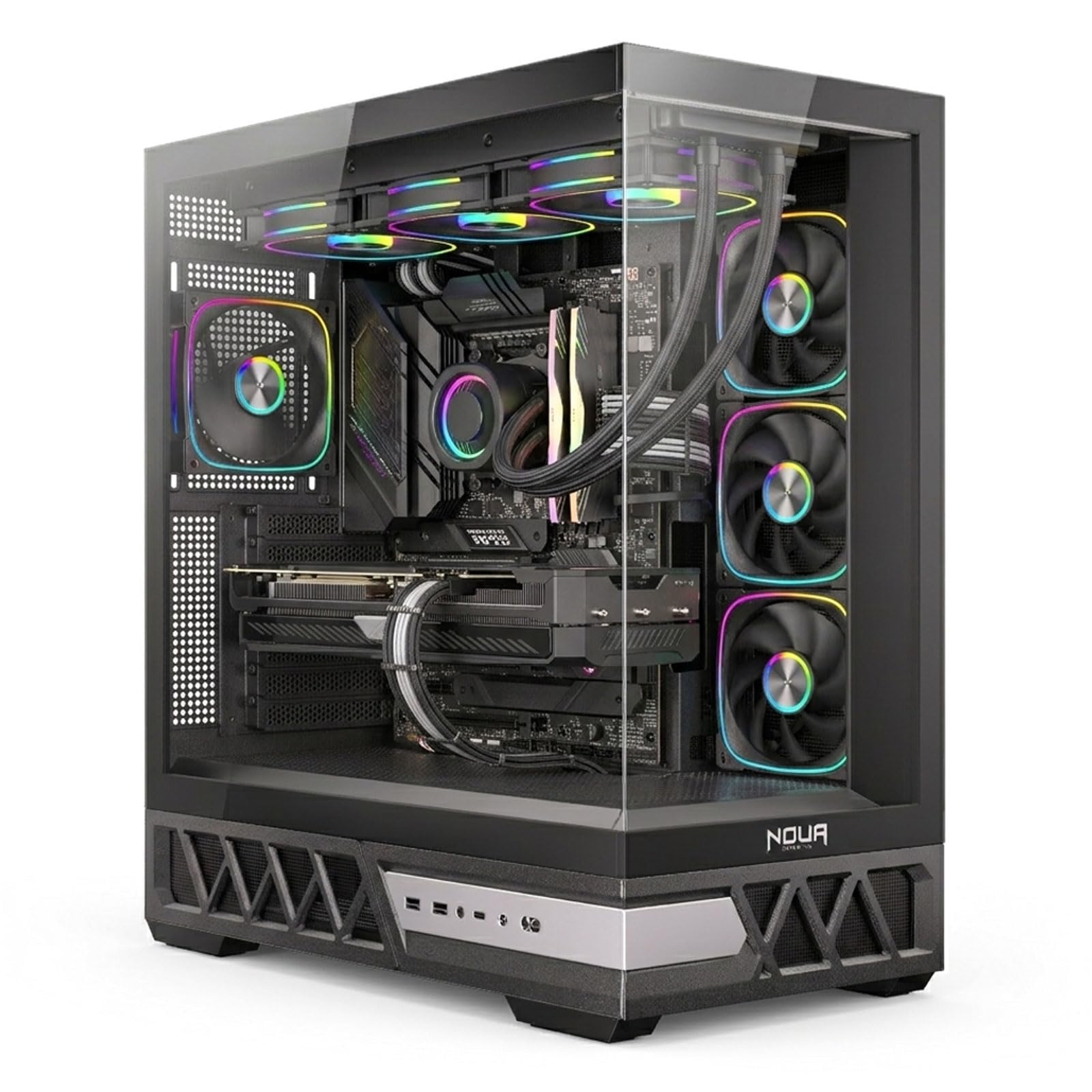 Noua Orizon MK100 Case PC Gaming ATX Mid Tower Vetro Temperato ARGB Nero | Pannello Mesh, Ventola PWM ARGB Preinstallata, USB 3.0 Type-C, GPU fino 430mm, Liquido 360mm