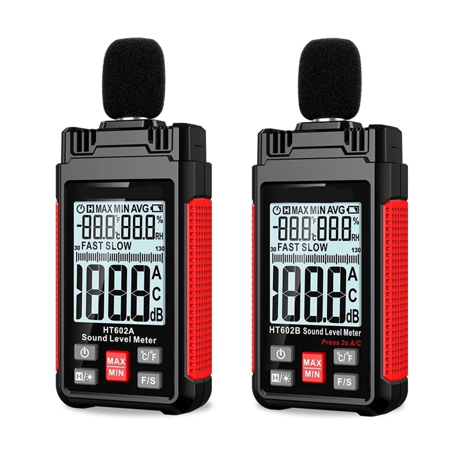 HT602 Geräuschmessgerät, professionelles Dezibelmessgerät, 30–130 dB, Geräuschpegelmessgerät (Ht602a)