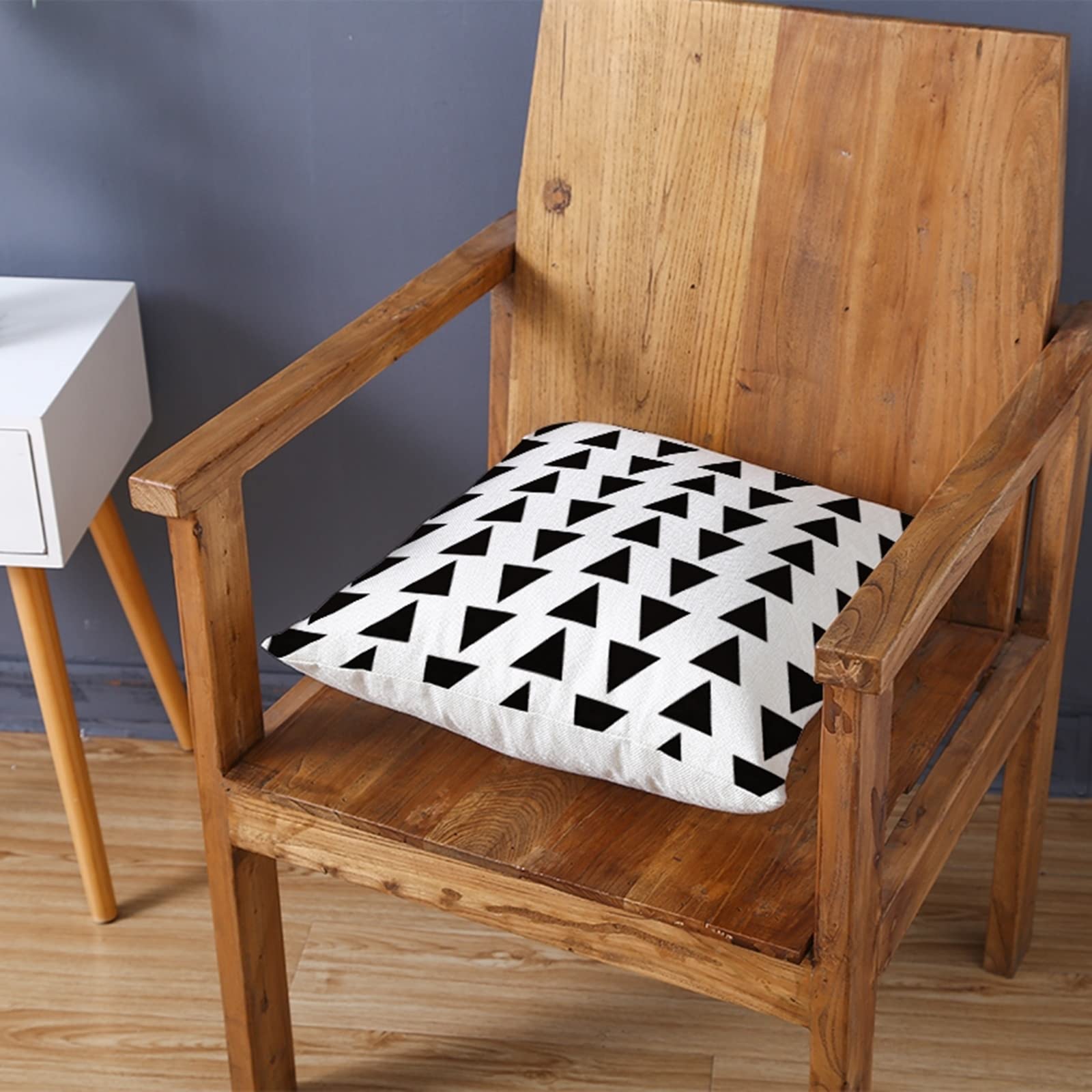 4 fundas de almohada de 50 x 50 cm, fundas de cojín de jardín, color blanco y negro, línea ondulada, patrón irregular, funda de cojín de lino para sala de estar, sofá y dormitorio