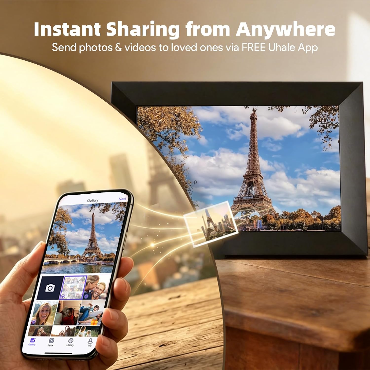 Uhale Digital Picture Frame, 10.1-inch High Definition Touch Screen, 32GB Memory, Digital Photo Frame with Automatic Rotation Feature.Gifts for Mom Parents and Grandparents