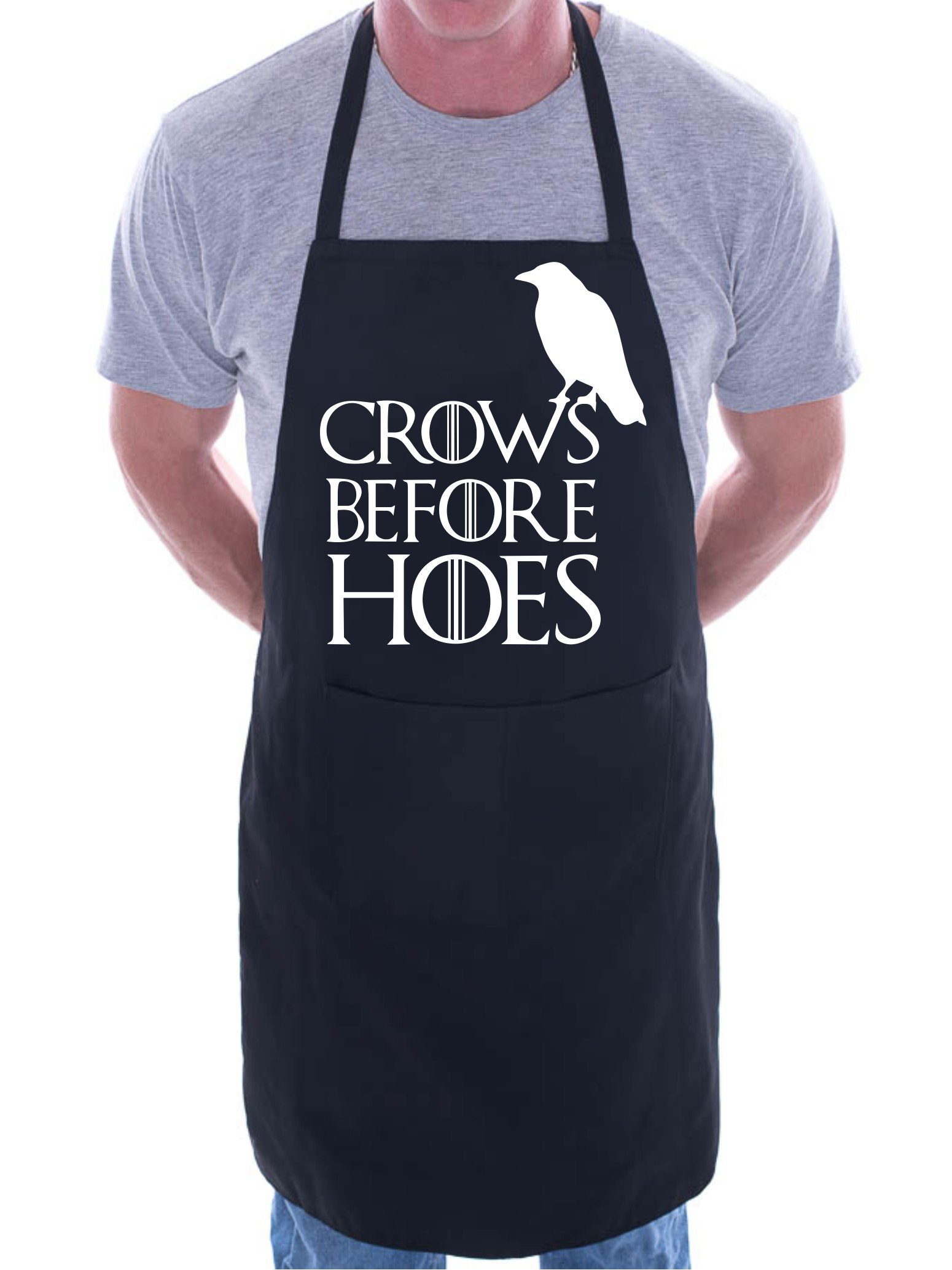 Print4u Men's Black Crows Before Hoes Game Of Thrones Bbq Cooking Funny Novelty Apron