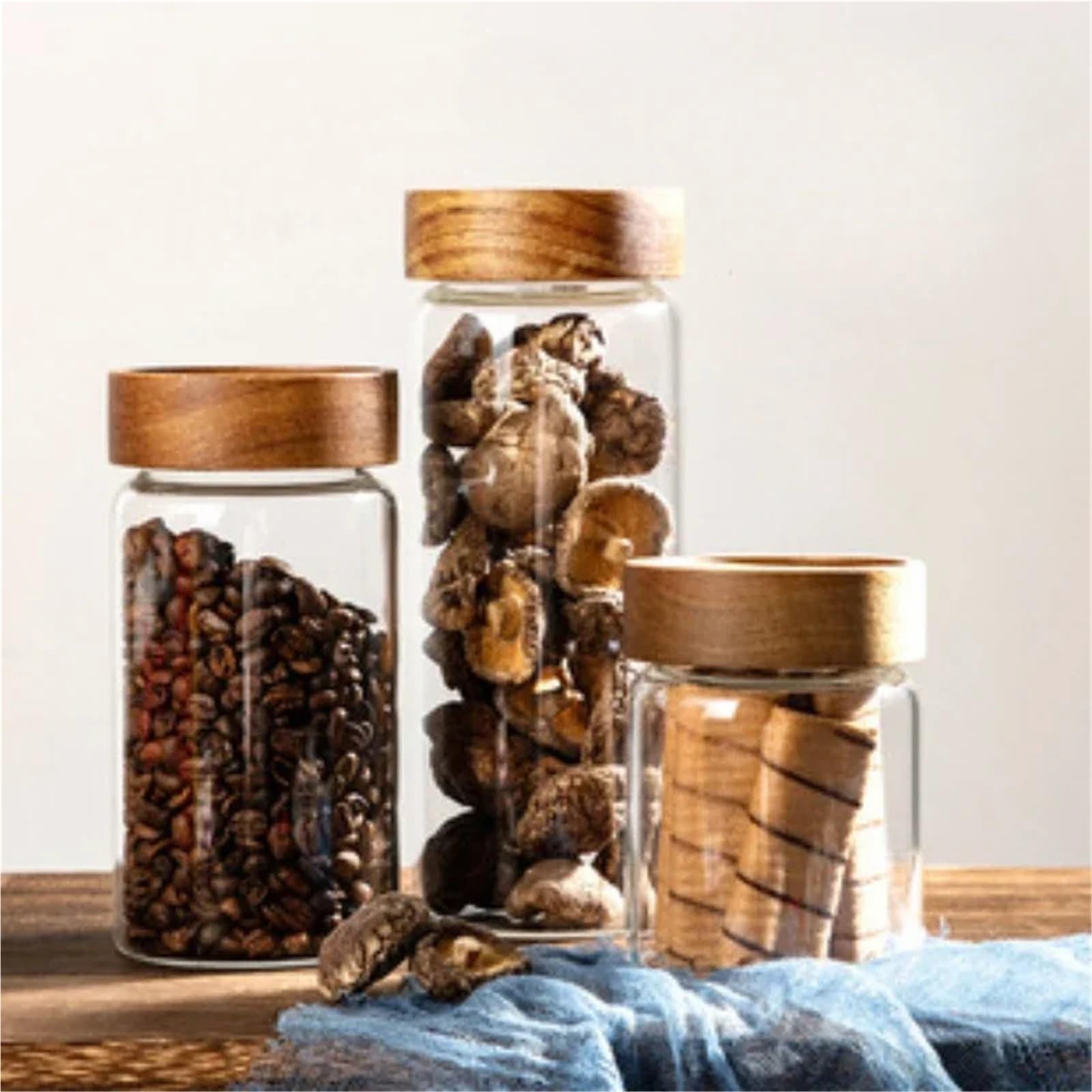 Tarro de almacenamiento para cocina, Tapa de tarro vidrio hermético for frutos secos, nueces, café, azúcar, té, transparente, 9,5 cm x 10-20cm, 2 uds(9.5cm 15cm)