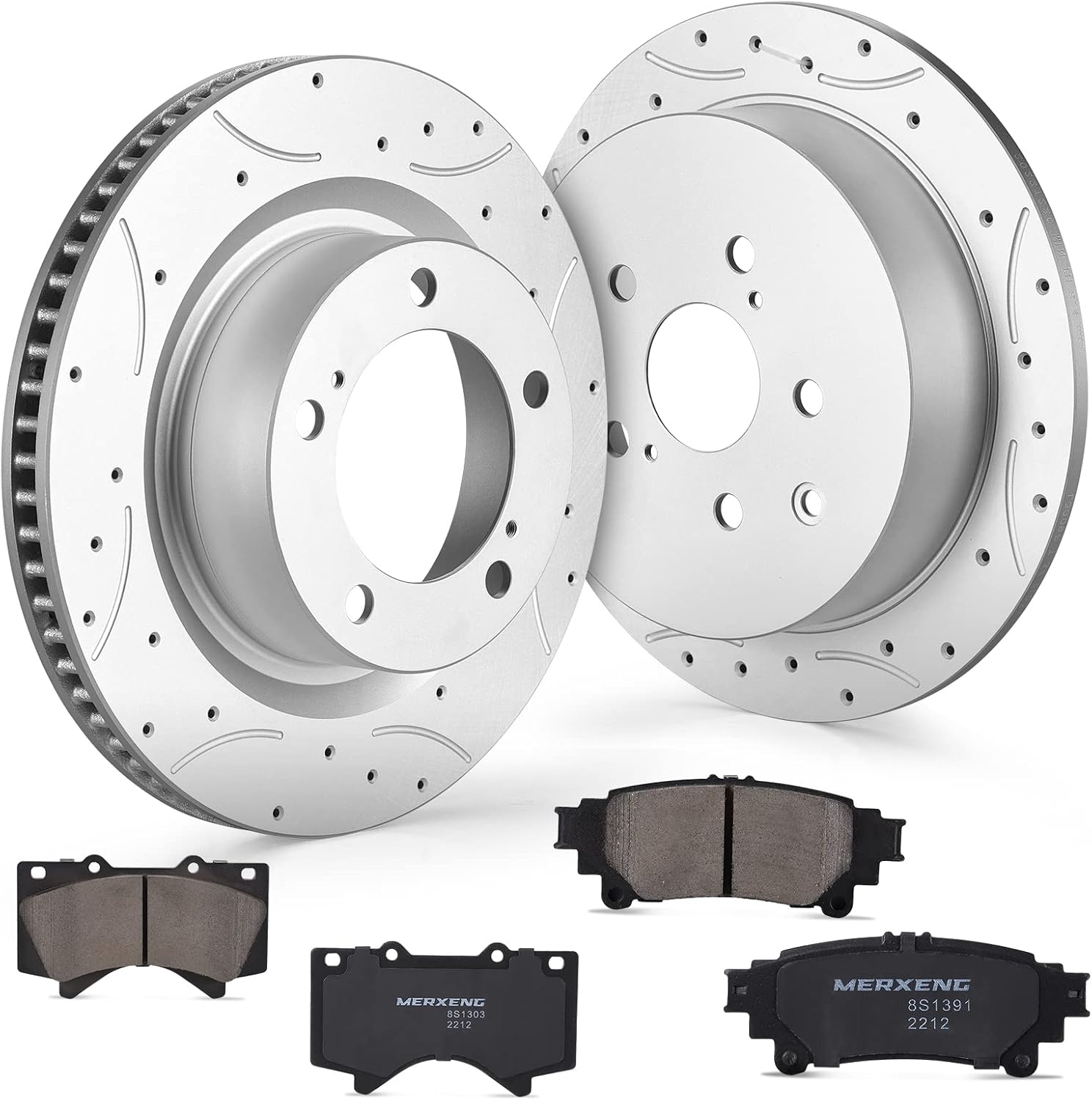 Rear Brake Kits,Drilled And Slotted Rotors And Brake Pads Fit For 2008-2021 All Models LAND CRUISER/SEQUOIA,LEXUS LX570,2007-2021 All Models TUNDRA