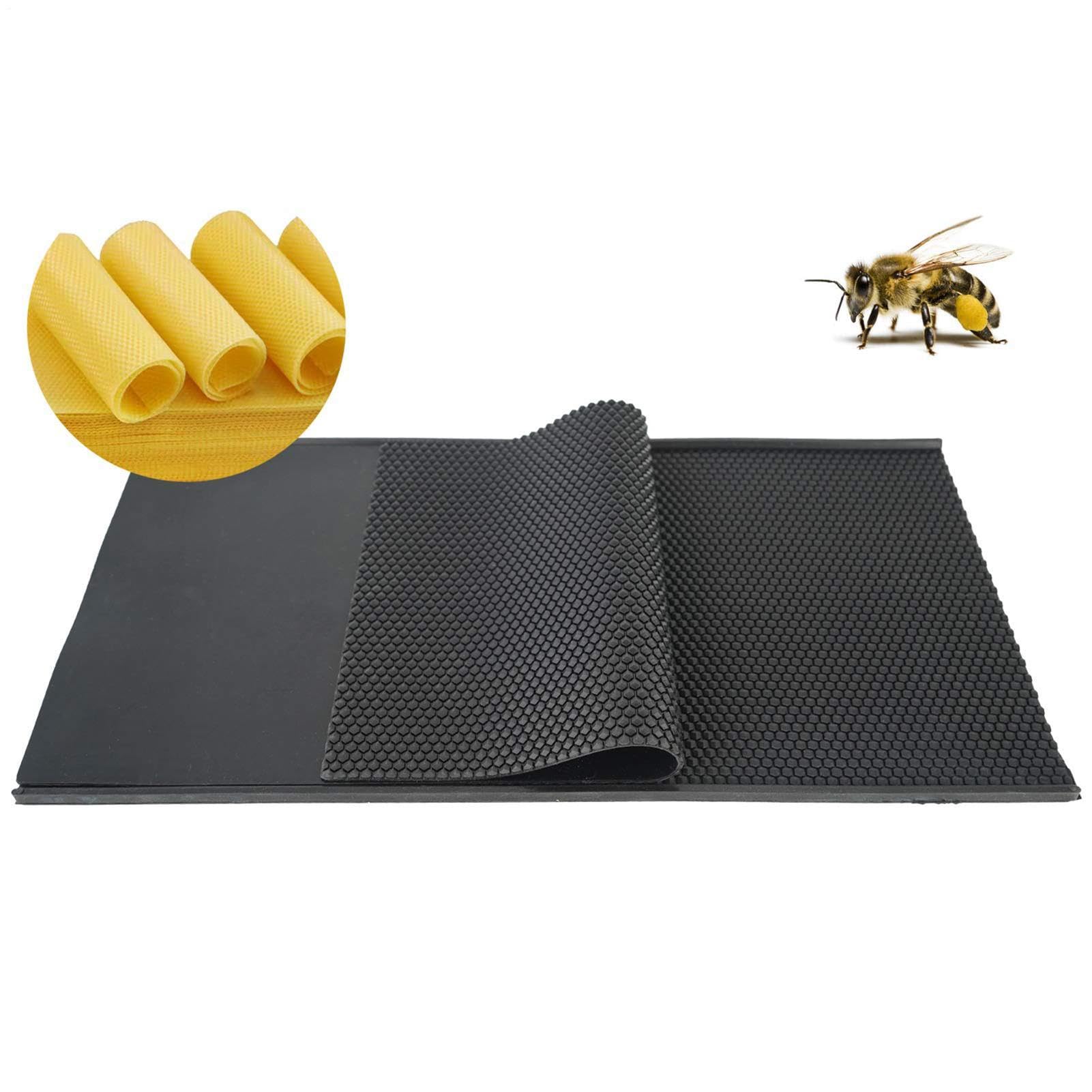 Beeswax Mold - Build Foundation Sheets For Brood Box Frames, jt Black Flexible Honeycomb Hexagonal Textured Grid, 2 Piece Set Multi Functional Component Bundle, Food Grade Supple Silicone Material Un