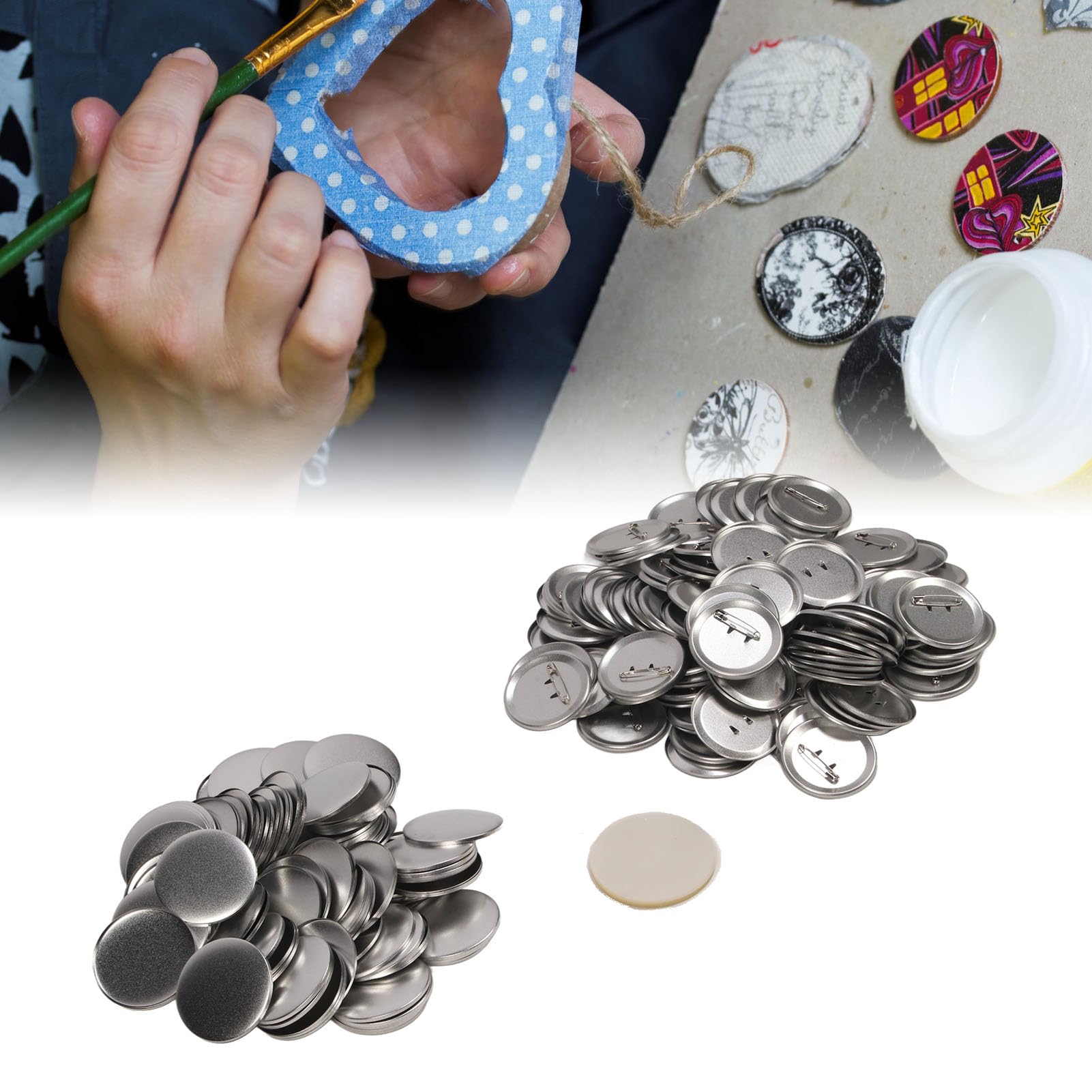 Kit de Insignia de Botón de Metal, 100 Sets Entrega Vacía Kit Multipropósito de Pines Redondos, Conjunto de Electrodomésticos de Cocina Pequeños Tive Innovadores para Insignias