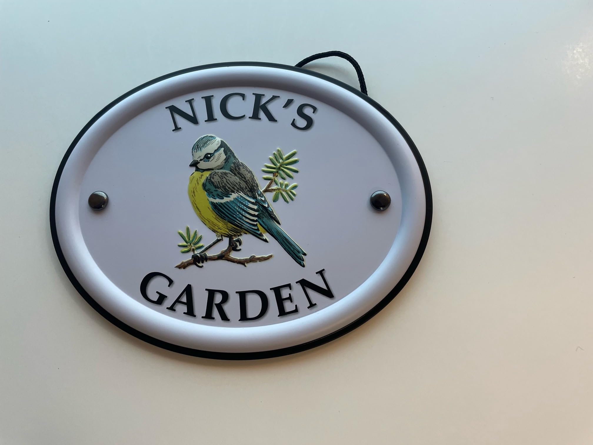 Personalised Embossed Metal Garden Sign 12x15cm – British Bird Design – Outdoor Decorative Hanging Garden Plaque – Weatherproof Metal Sign for Garden Walls Fences or Sheds (Nick)