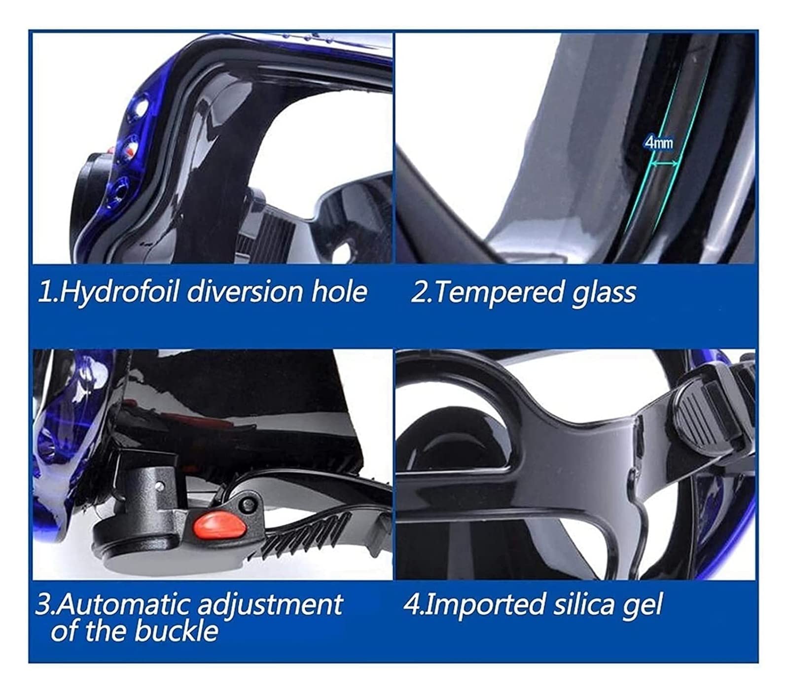 máscara submarina, Máscara de Buceo Snorkel Máscaras Profesionales Visión Amplia Equipo for Deportes acuáticos Gafas Submarino