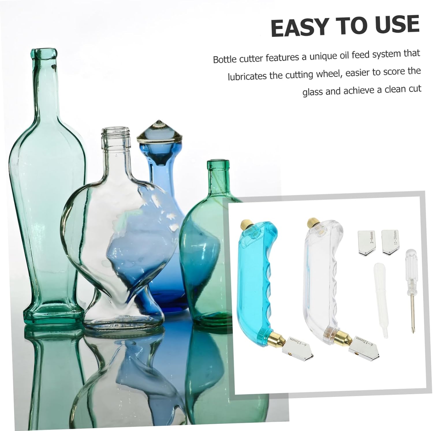 jojofuny 1set Oil Glass Cutter Tool Kit for Wine Bottle Cutting Easy Use Glass Cutter Lubrication for Crafting Candle Holders