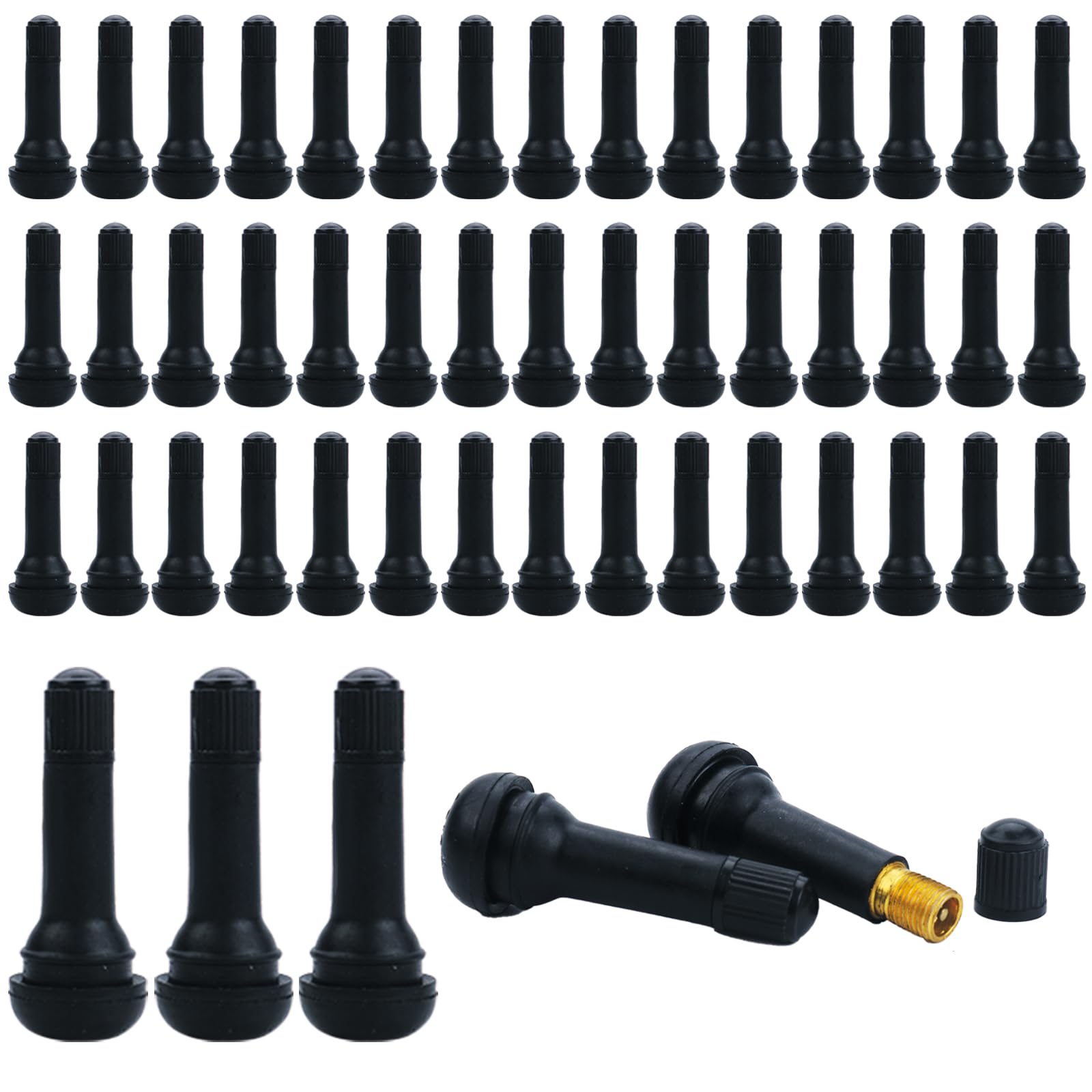 50 Stück Reifenventil TR414,Autoventil mit Staubschutz,Gummireifenventil Ventil Autoreifen,Snap In Ventil Geeignet für Autos LKWs Motorräder Usw