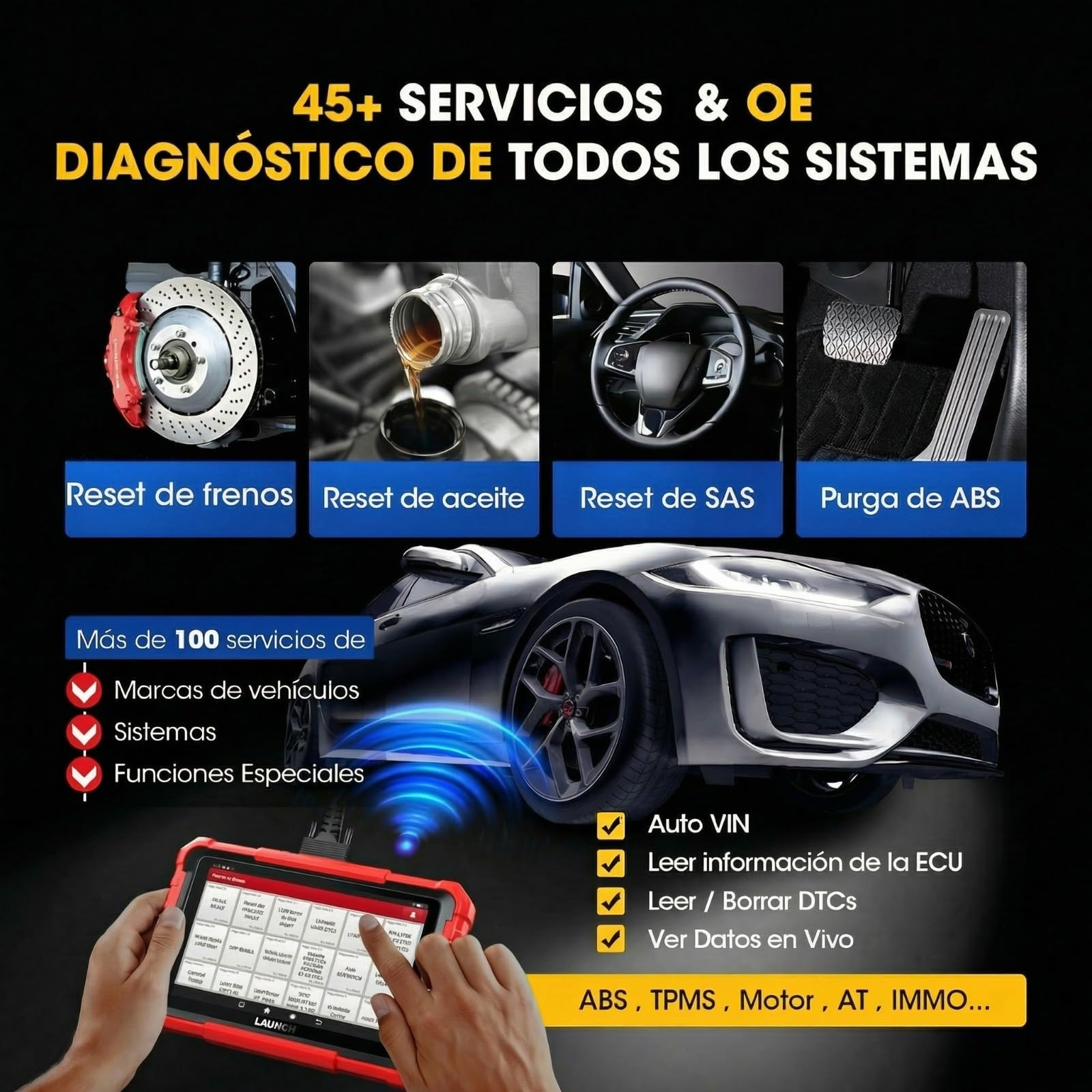 Launch X431 Pros Elite OBD2 Diagnosis Coche Multimarca, Codificación ECU, Sistema Completo Bidireccional Scan Tool, Soporte 45+ Servicios, CANFD&DoIP, Función Guía, 2 Años de Actualización Gratuita