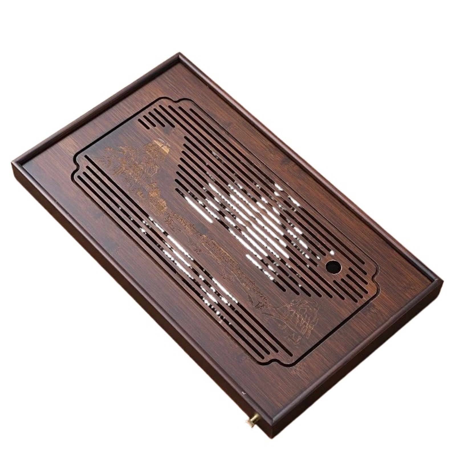 Zgcrumphant One Color Tea Tray Household Small Drain Tea Table Bamboo Tea Tray Kung Fu Tea Set Accessories Tea Sea Dry Brewing Table(48X28x3.8)