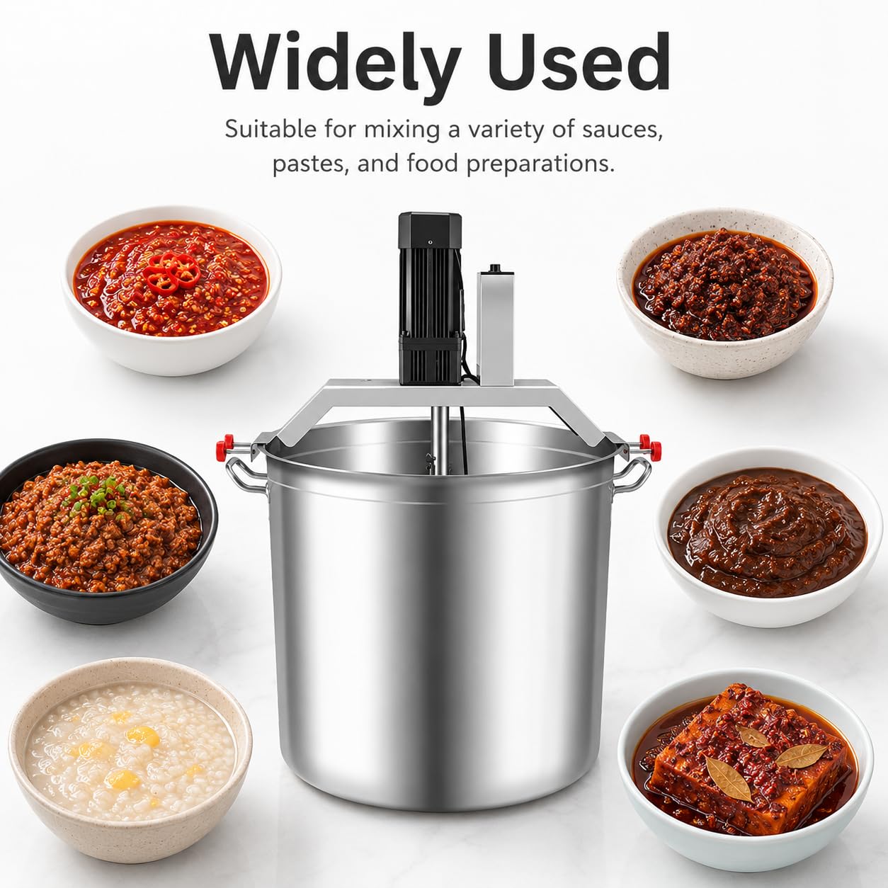 Pojemnik do mieszania żywności ze stali nierdzewnej, automatyczny mikser kuchenny z podwójnym wiosłem, pojemność 40 l / 80 l / 140 l do zup, sosów i przypraw do gorących garnków