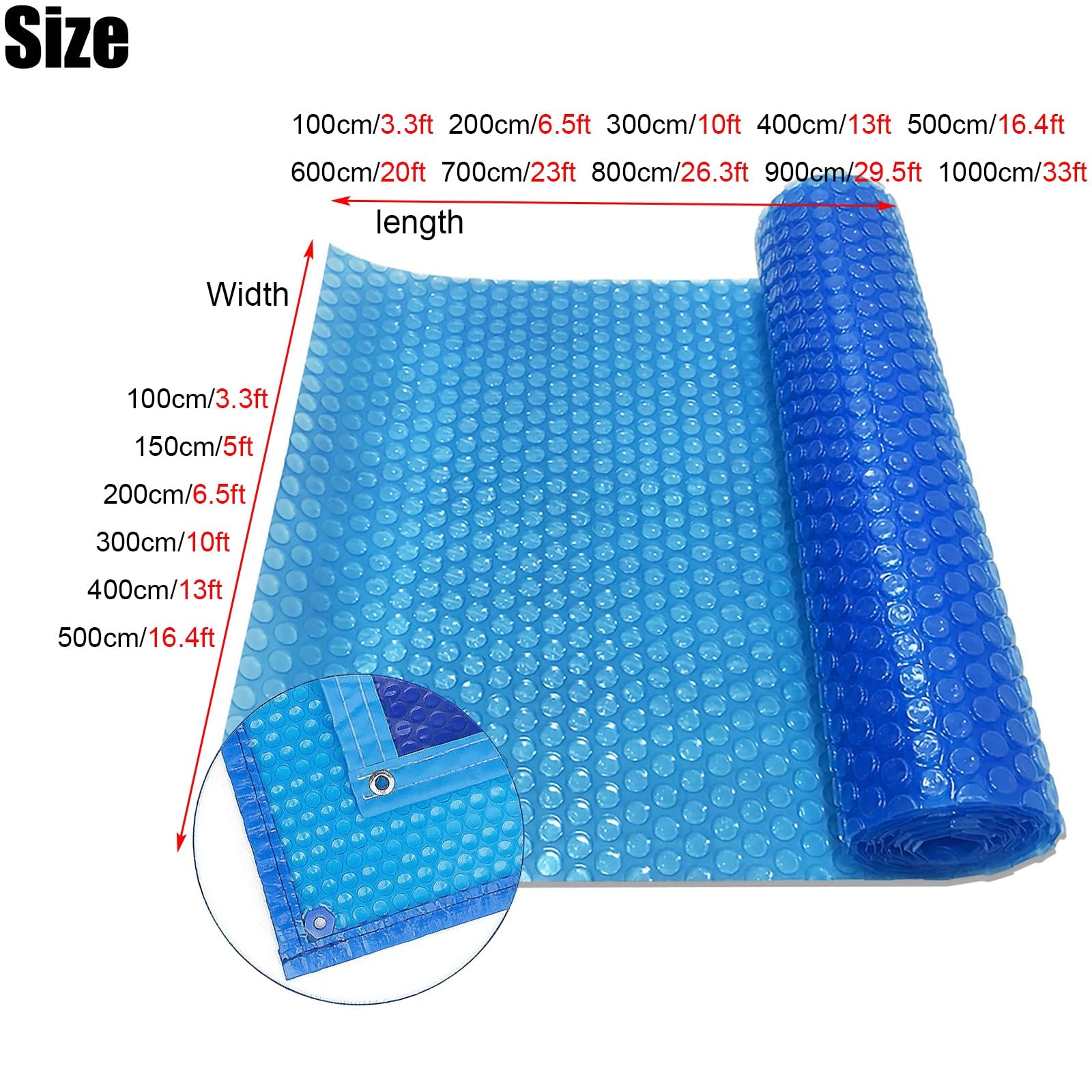Couverture de Piscine, Couverture Solaire Haut de Gamme pour piscines enterrées et Hors-Sol, Couverture Flottante Thermique pour Spa, Protection pour Jacuzzi, 400 cm x 1000 cm, économie d'én