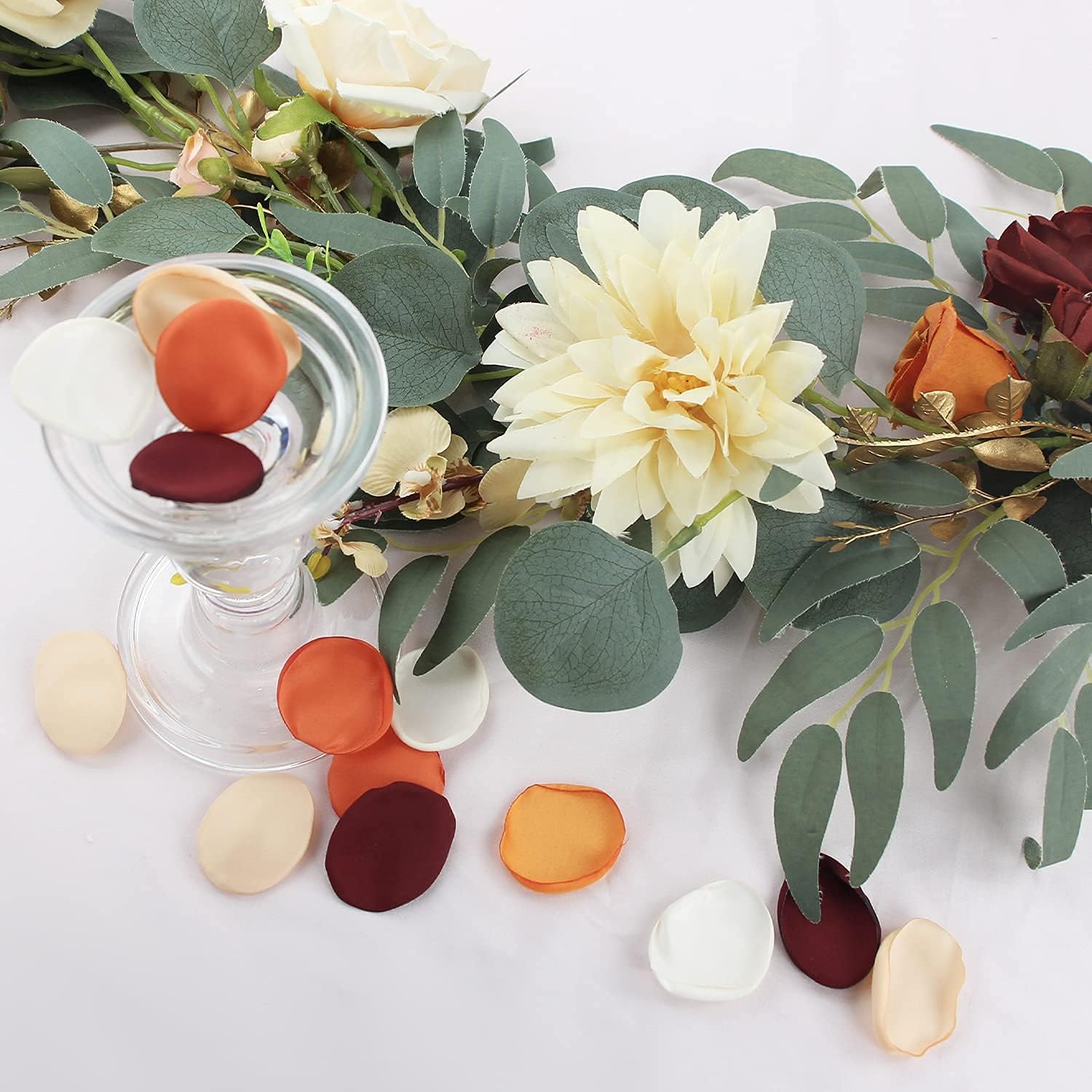 Rinlong 400pcs Silk Rose Petals Burnt Orange Fall Wedding Decor Fall Flowers Artificial Rose Petals Flower Petals Peddles Rose Petals for Wedding Flower Girl Petals Cake Decoration