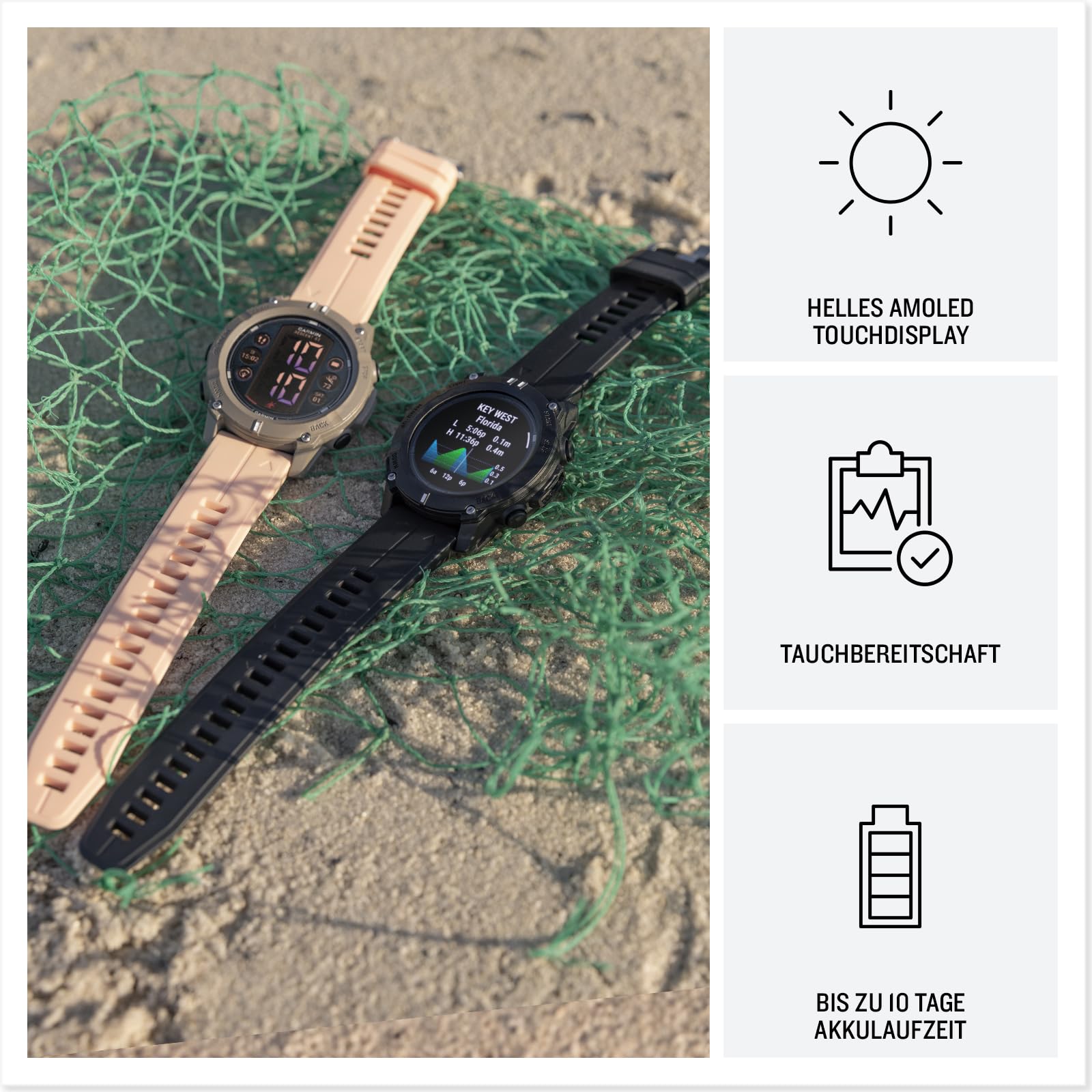Garmin Descent G2 45mm - Smarter Tauchcomputer mit 1,2" AMOLED Farbdisplay, bis zu 10 Tage Akkulaufzeit, versch. Tauchmodi, Tauchbereitschaft, Multi-GNSS, 100+ Sport-Apps, Benachrichtigungen