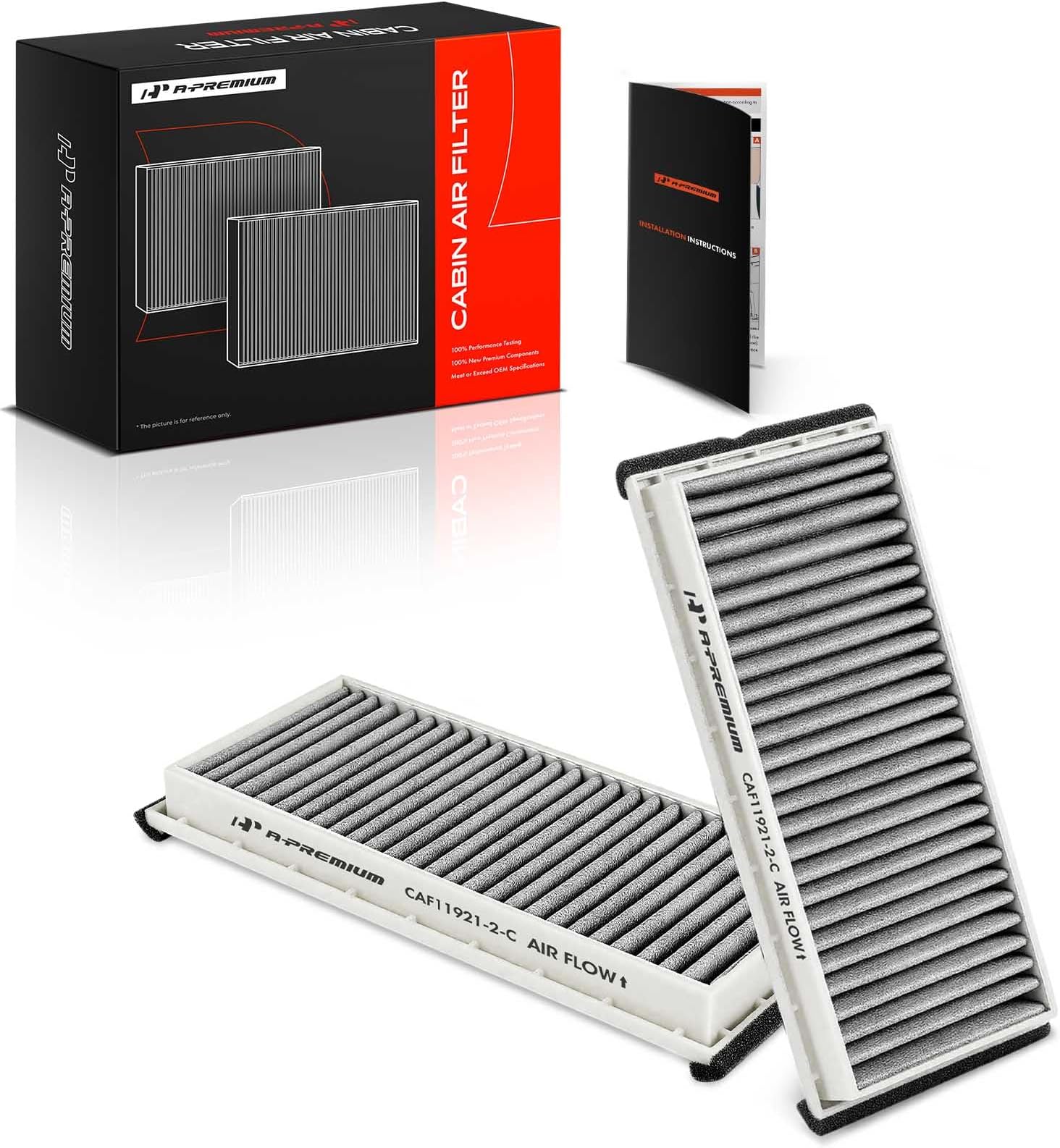 2-PC Behind Glove Box Cabin Air Filter with Activated Carbon Compatible with Mazda RX-8 RX8 2004-2011, MPV 2004-2006, Replace# LDY461J6X