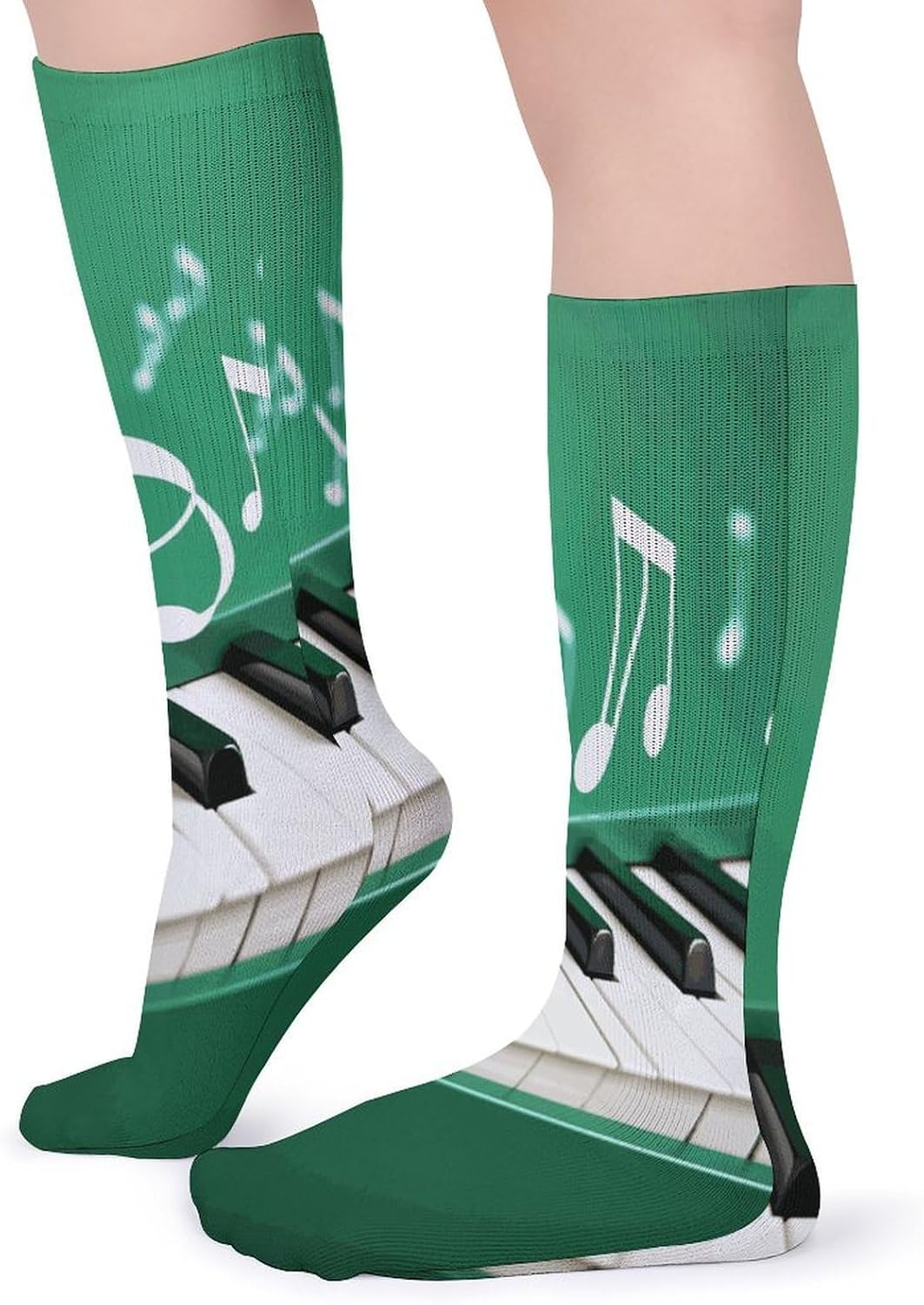 Green And White Piano Keys Stocking - Cute Casual Long Athletic,Crew Sock for Men Women,Running Socks Soft Breathable for Gift