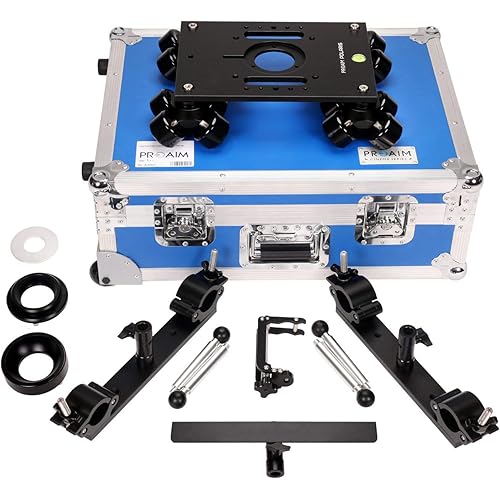 PROAIM Polaris Portable Camera Dolly-01 w Universal Track Ends for Rail/Track- 1.5"-1.98". Fits Mitchell Mount,75mm & 100mm Bowl Adapter. Payload up to 200kg/440lb for DSLR Video Camera