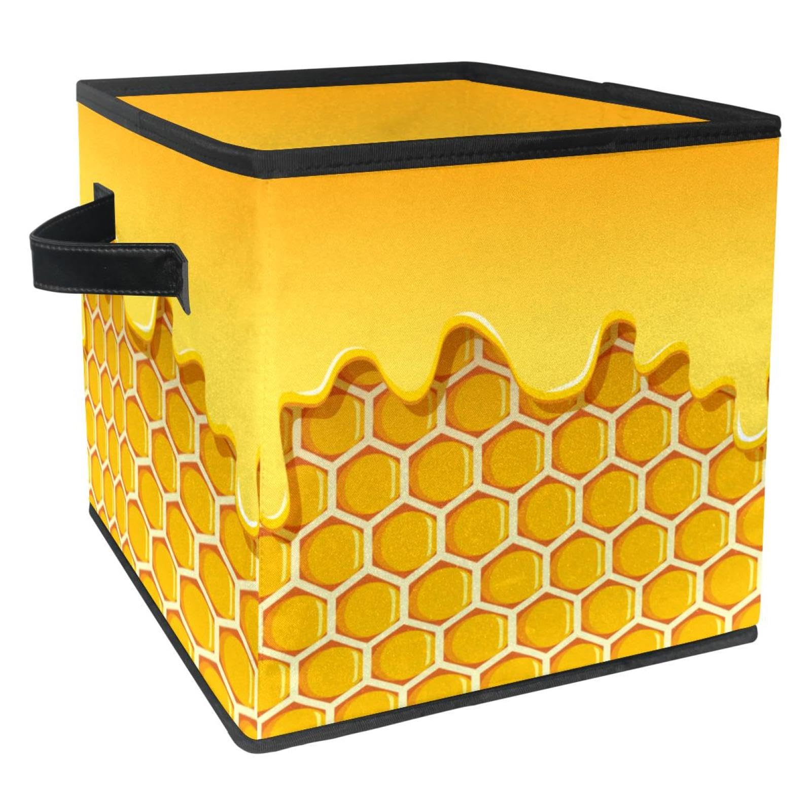 Boîte de rangement pliable premium en tissu au design ruche et miel