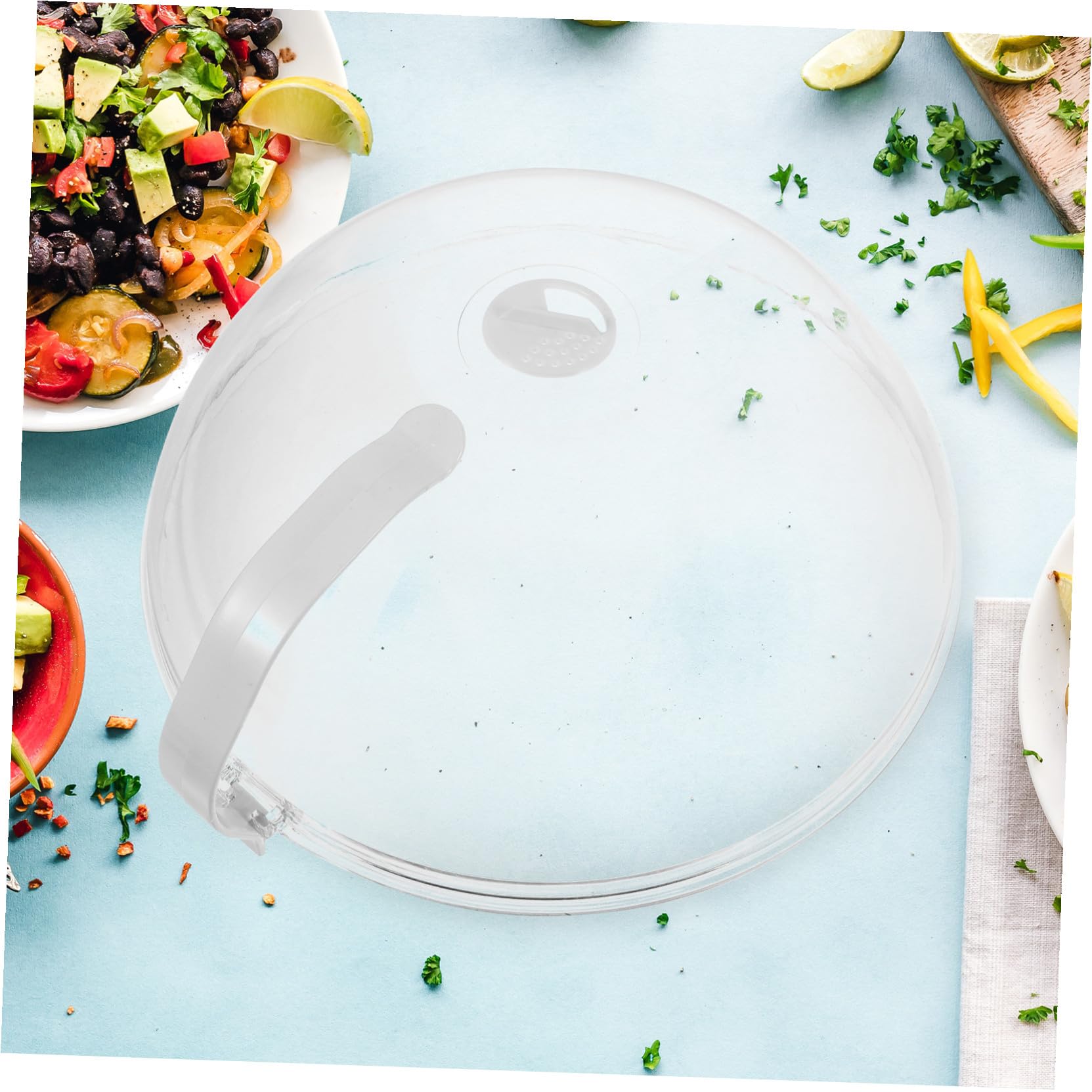Cubierta Salpicaduras para Microondas Reutilizable de PC Tapa Protectora Ligera con Asa Pequeña para Platos Resistente al Aceite y Polvo para Cocinar Uniformemente