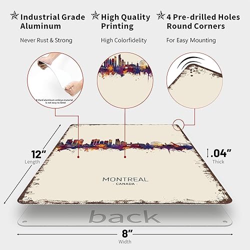 Miniatura 2 de Montreal Skyline Canada Vintage City Landscape - Letrero de lata de metal, carteles de estaño retro para hombre, cueva, bar, garaje, habitación,