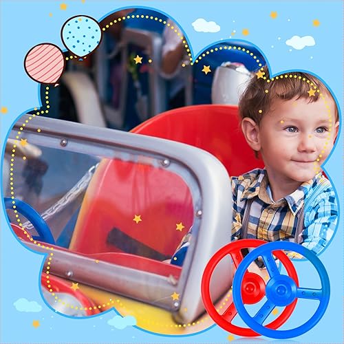 Miniatura 5 de Libima Paquete de 2 volantes de juguete para niños de 10.43 pulgadas, juguetes de plástico para casa de juegos al aire libre, rueda de barco pirata