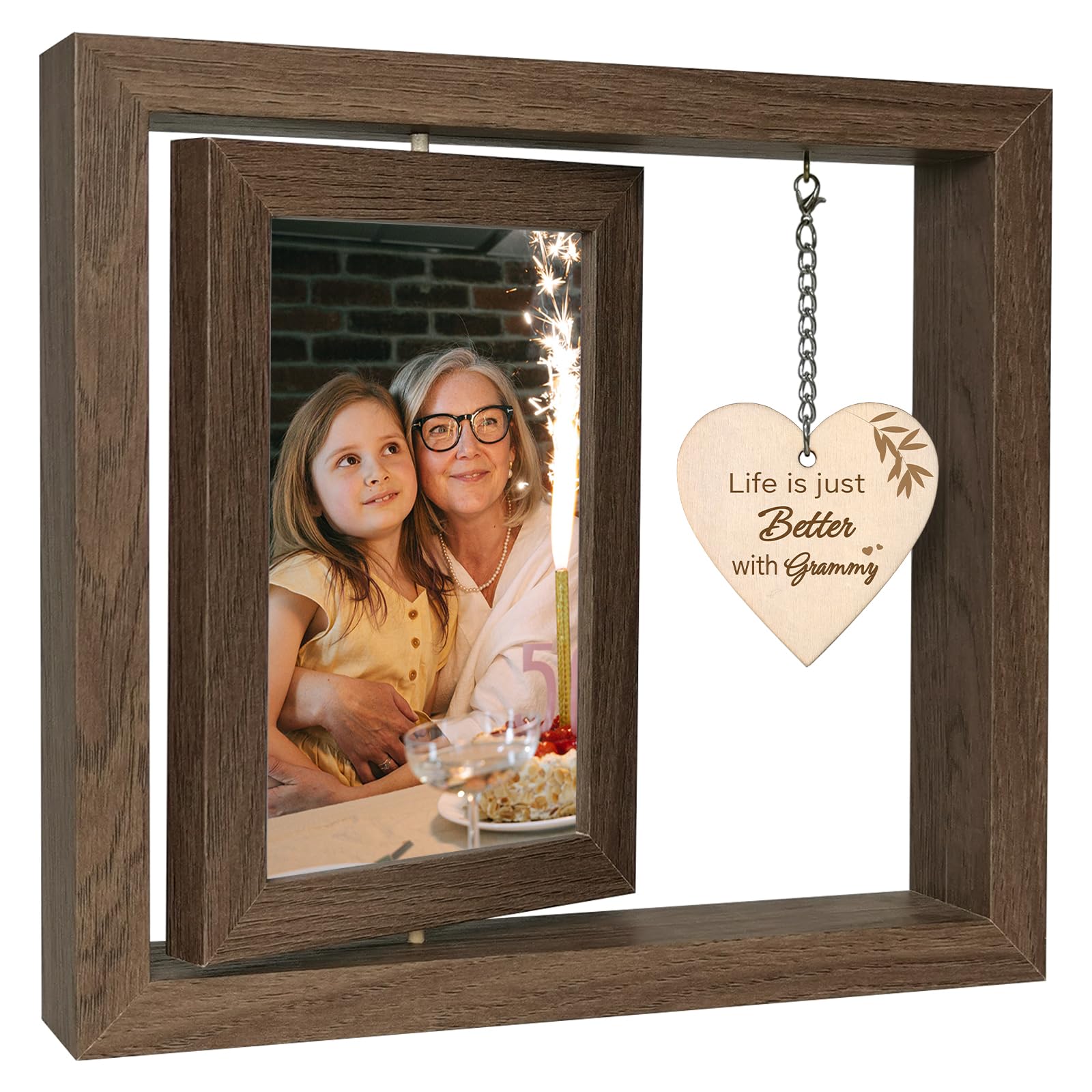Cadre photo anniversaire de Grammy double face en bois