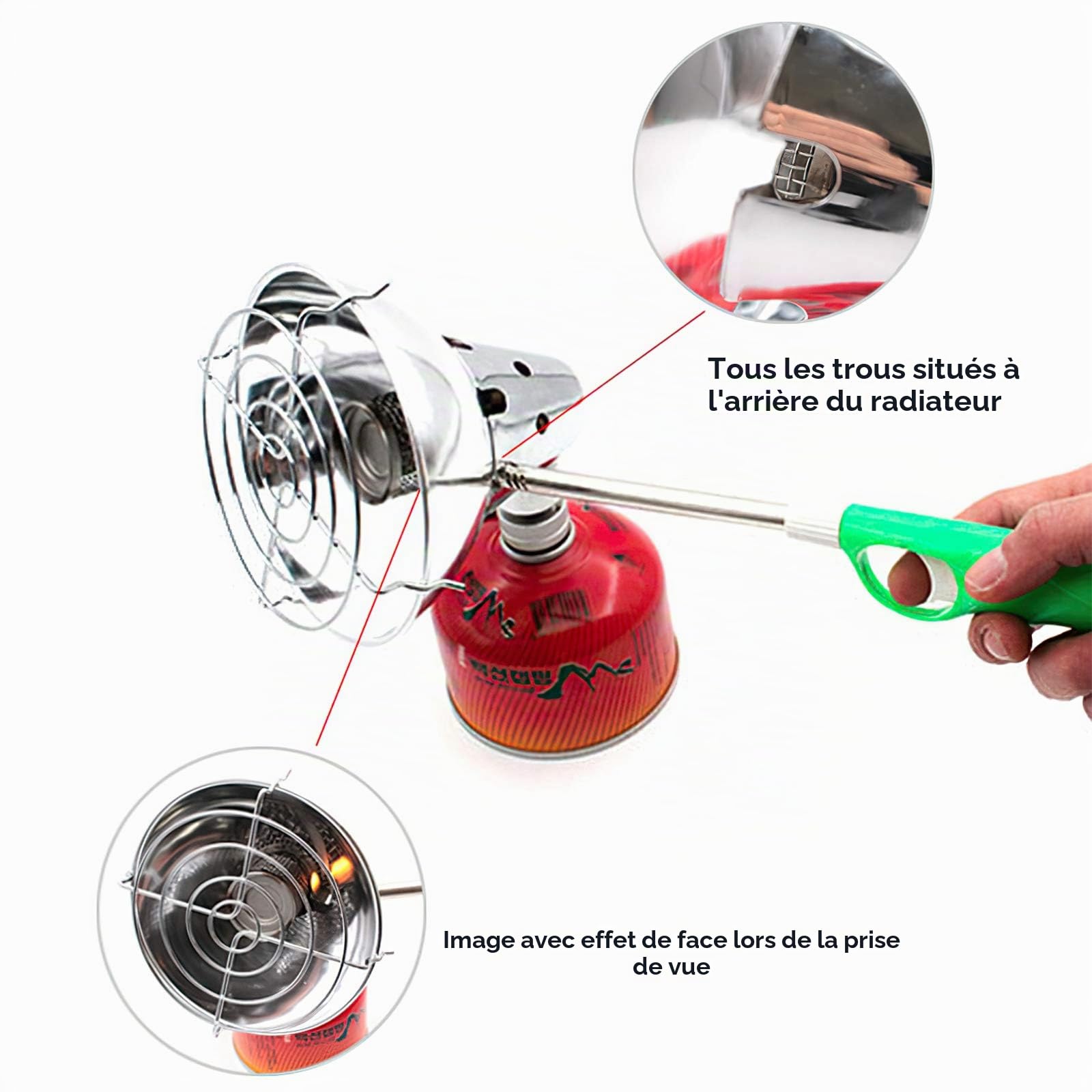 Wallfire Réchauffeur à gaz de camping, Mini Réchauffeur portable avec support ajustable et sac de rangement Réchauffeur de tente de pêche de chasse pour l'hiver Backpacking Picnic Hiking Traveling