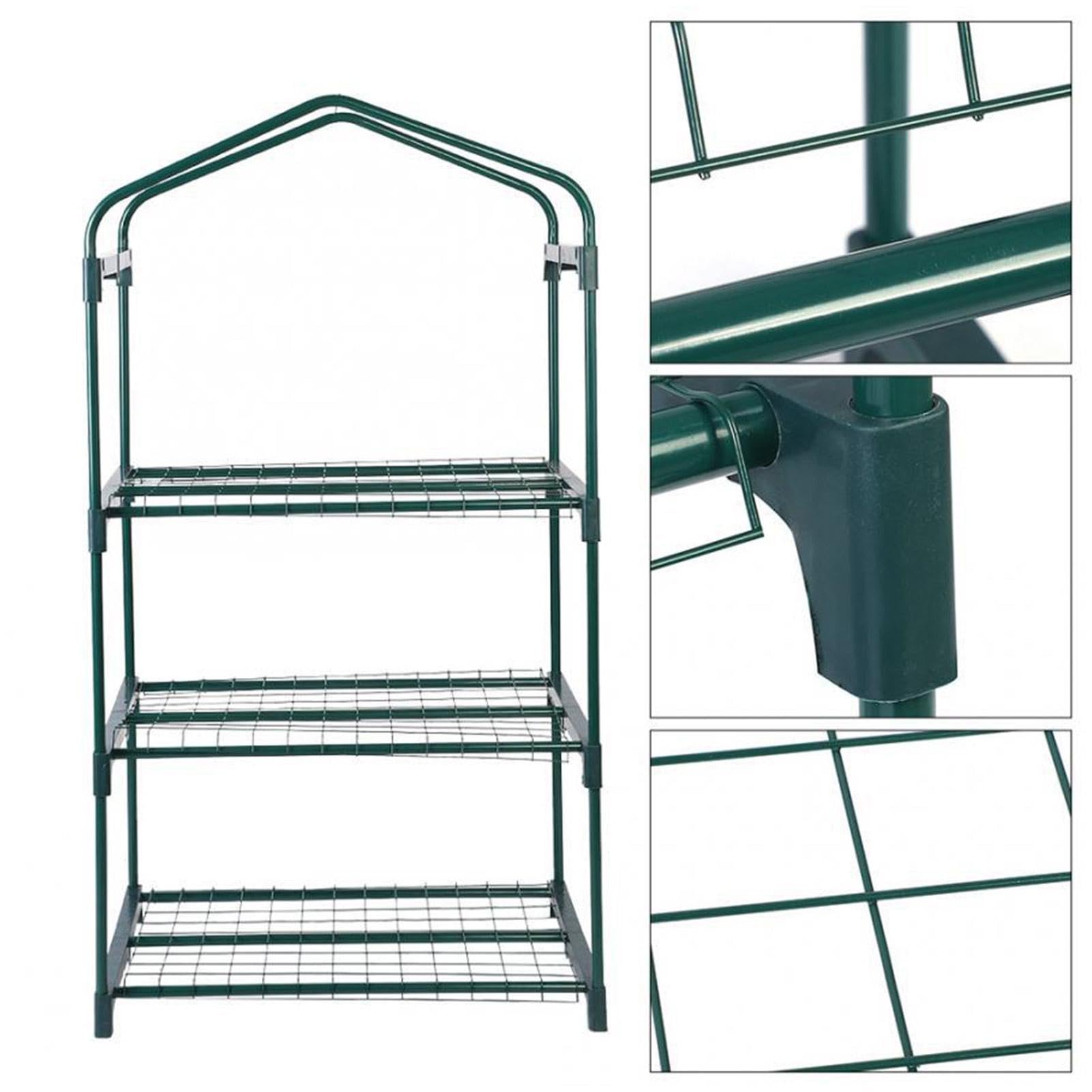 Piccola serra | Casa | Serra da giardino con ruote bloccabili | per la crescita a 3/4 piani con cerniera - Scaffali per piante in acciaio