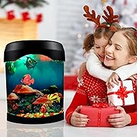 Vista 4 de Toycol Fake Fish Lamp, Nightly Lifelike Desk Electric Mood Light, LED Light Tank with 6 Color Changing and (5 Fake Fish) Mini Aquarium for Home