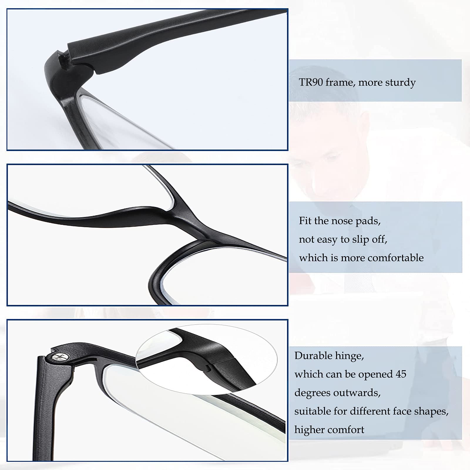 Un Pack de 2 Gafas de Lectura para Hombres/Mujeres, Gafas de Lectura Graduadas Ultra Delgadas, Bisagra de Resorte, para Leer, Practicas,Comodas 2.00