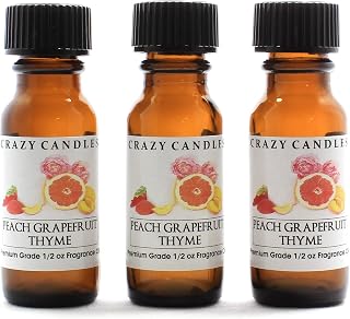 Crazy Candles Peach Grapefruit Thyme 3 Bottles 1/2 Fl Oz Each (15ml) Premium Grade Scented Fragrance Oil
