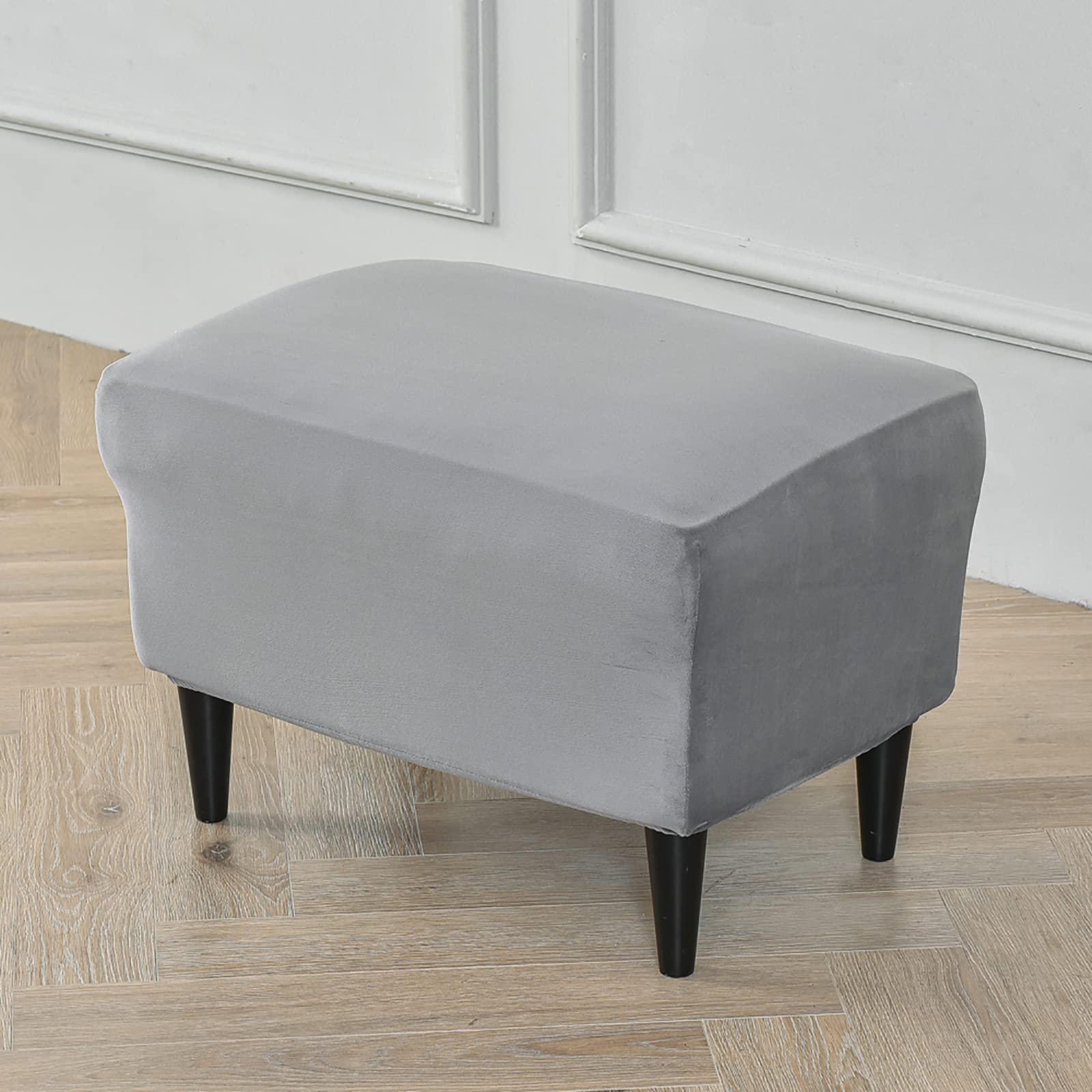 Housse De Pouf Rectangle YOPOIY - Velours Extensible - Fond élastique - Protection Meuble - Jaune