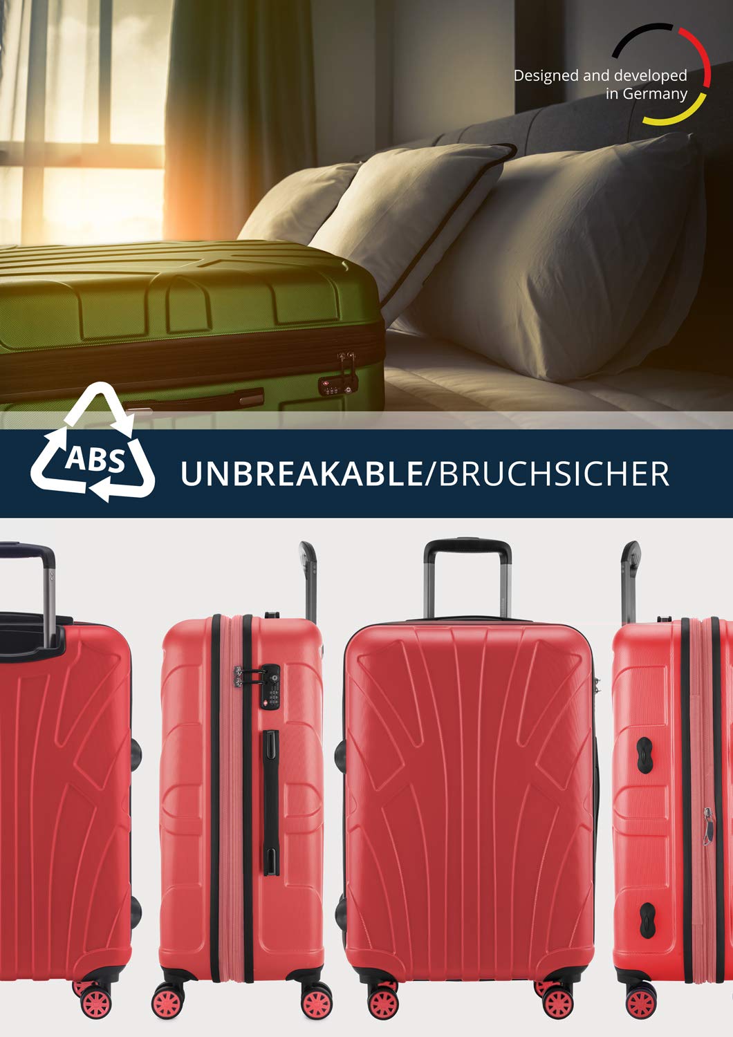 suitline - Hartschalen-Koffer Koffer Trolley Rollkoffer Reisekoffer – Bild 4