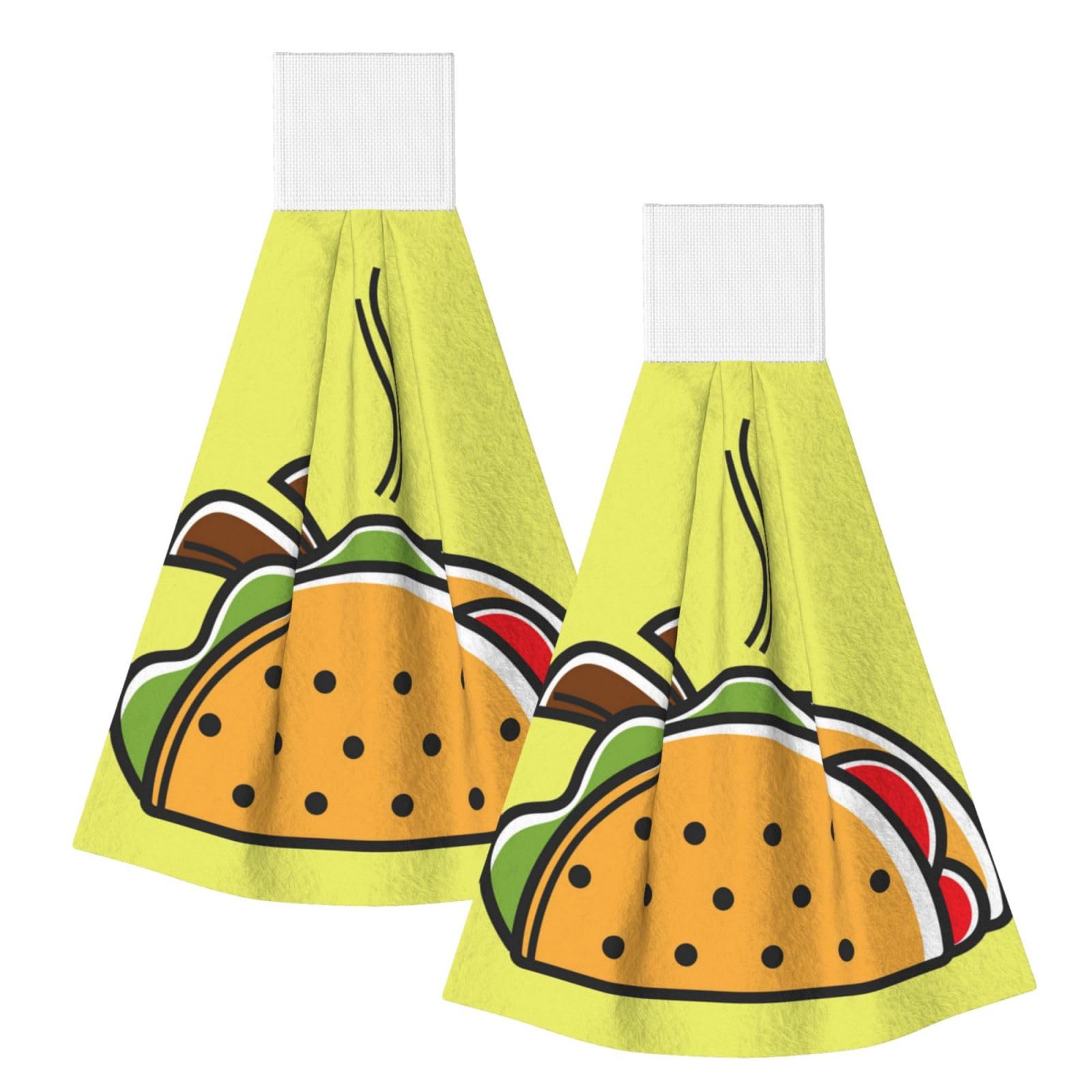 DOPKLNA Taco Mexican Food, 2 Pcs Hanging Coral Fiber Hand Towels for Bathroom, Absorbent Kitchen Towels